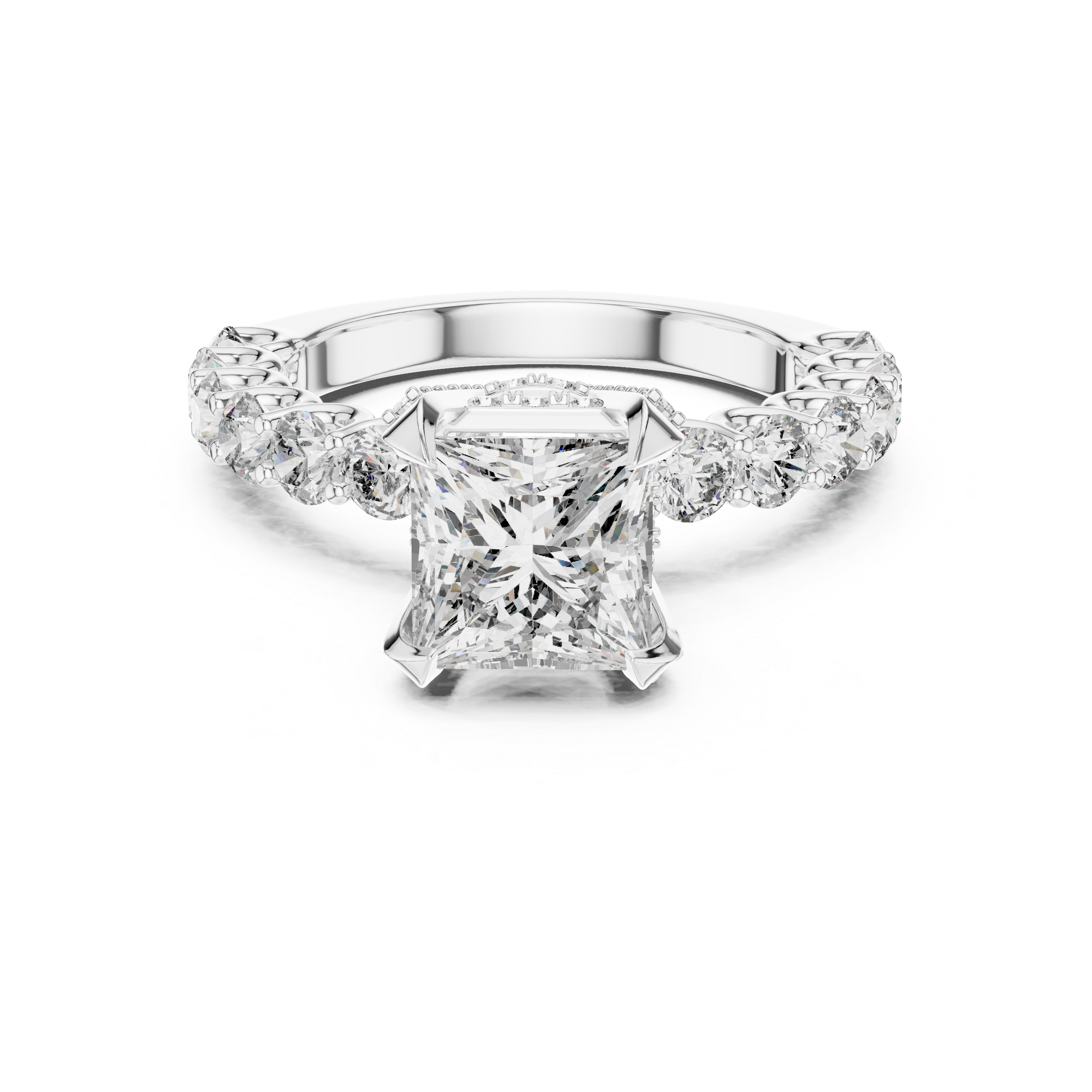 Princess Cut Pavé Cathedral Ring