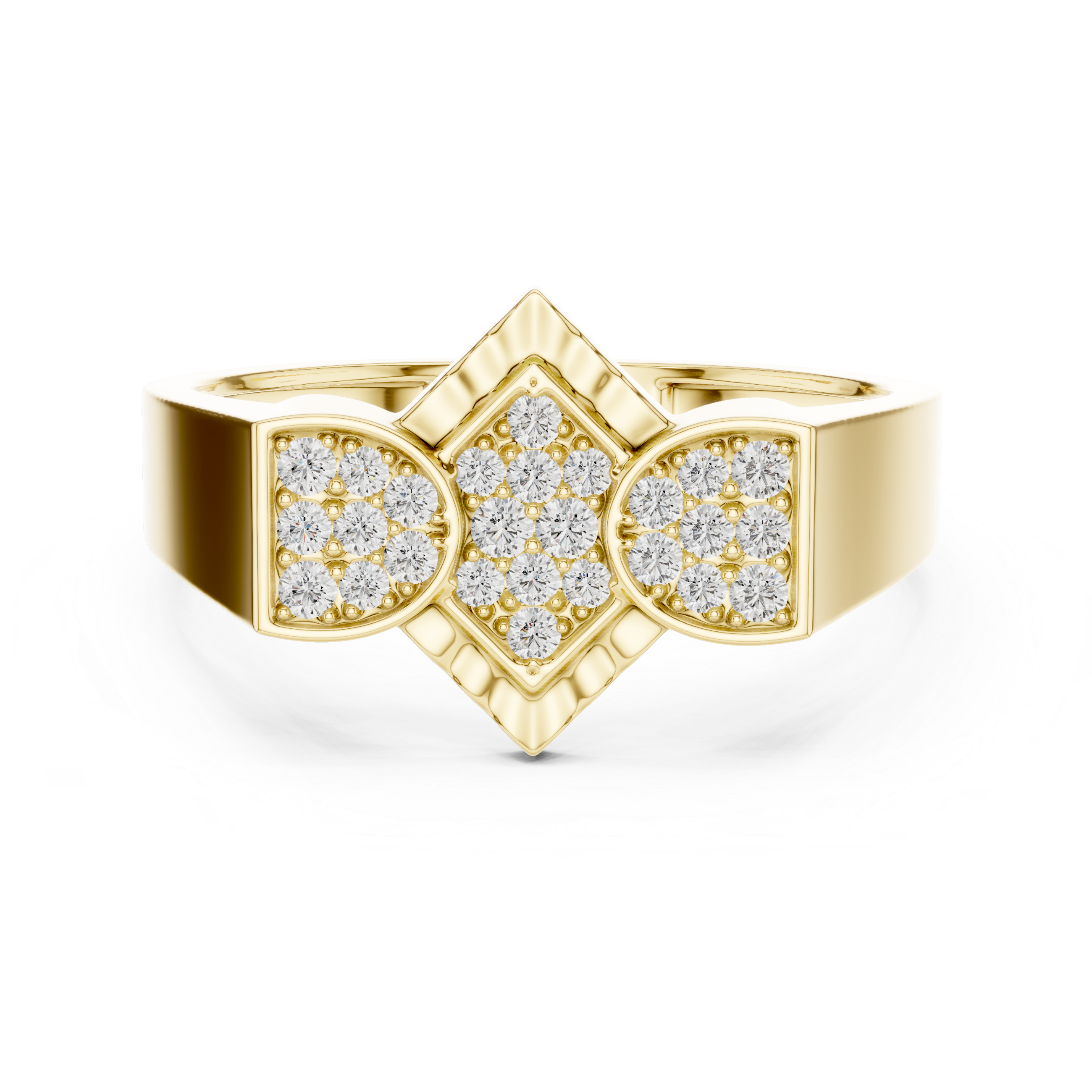 Muur Atelier Solid Gold Geometric Diamond Cluster Band & Art Deco Statement Ring