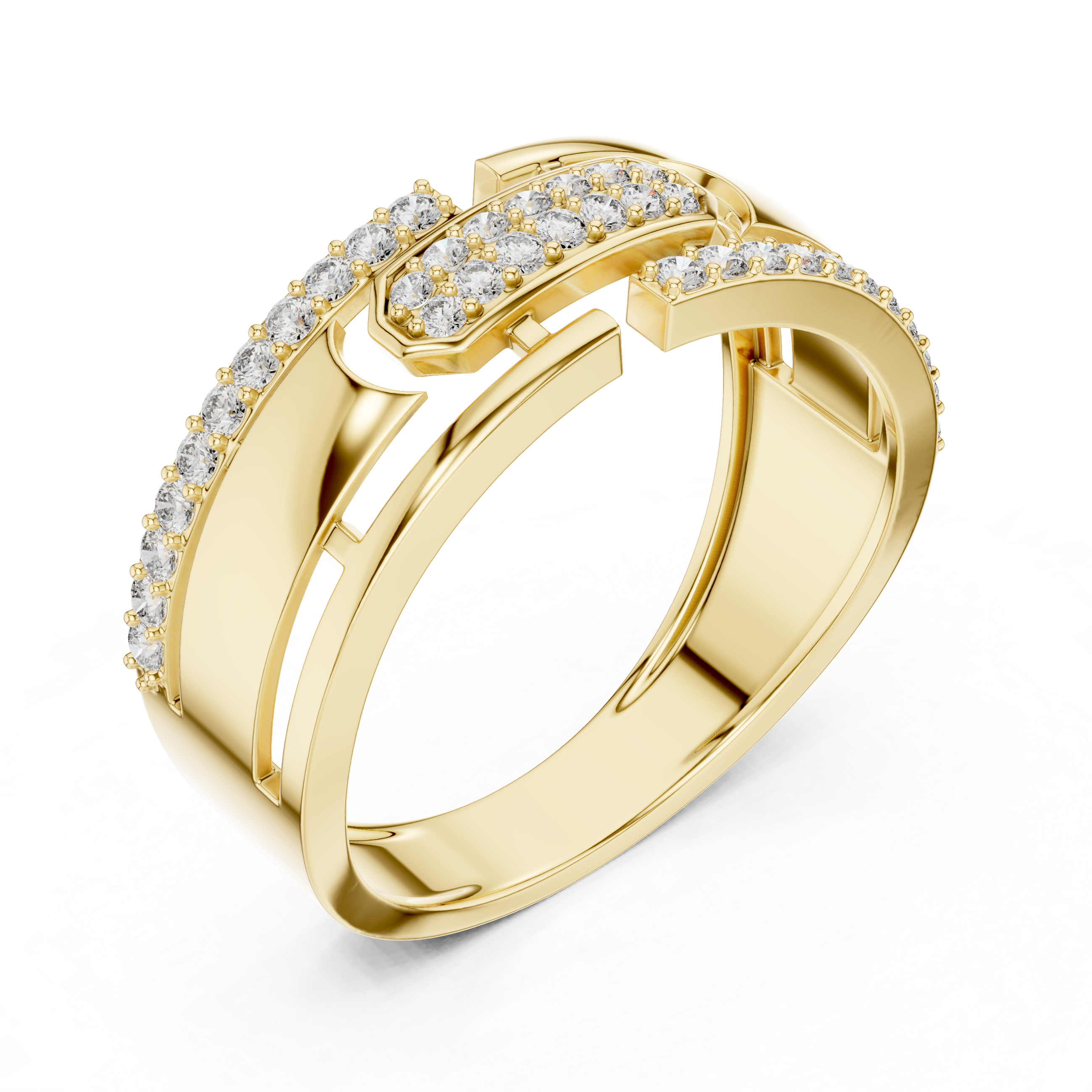 Muur Atelier Solid Gold Architectural Split Shank Diamond Band
