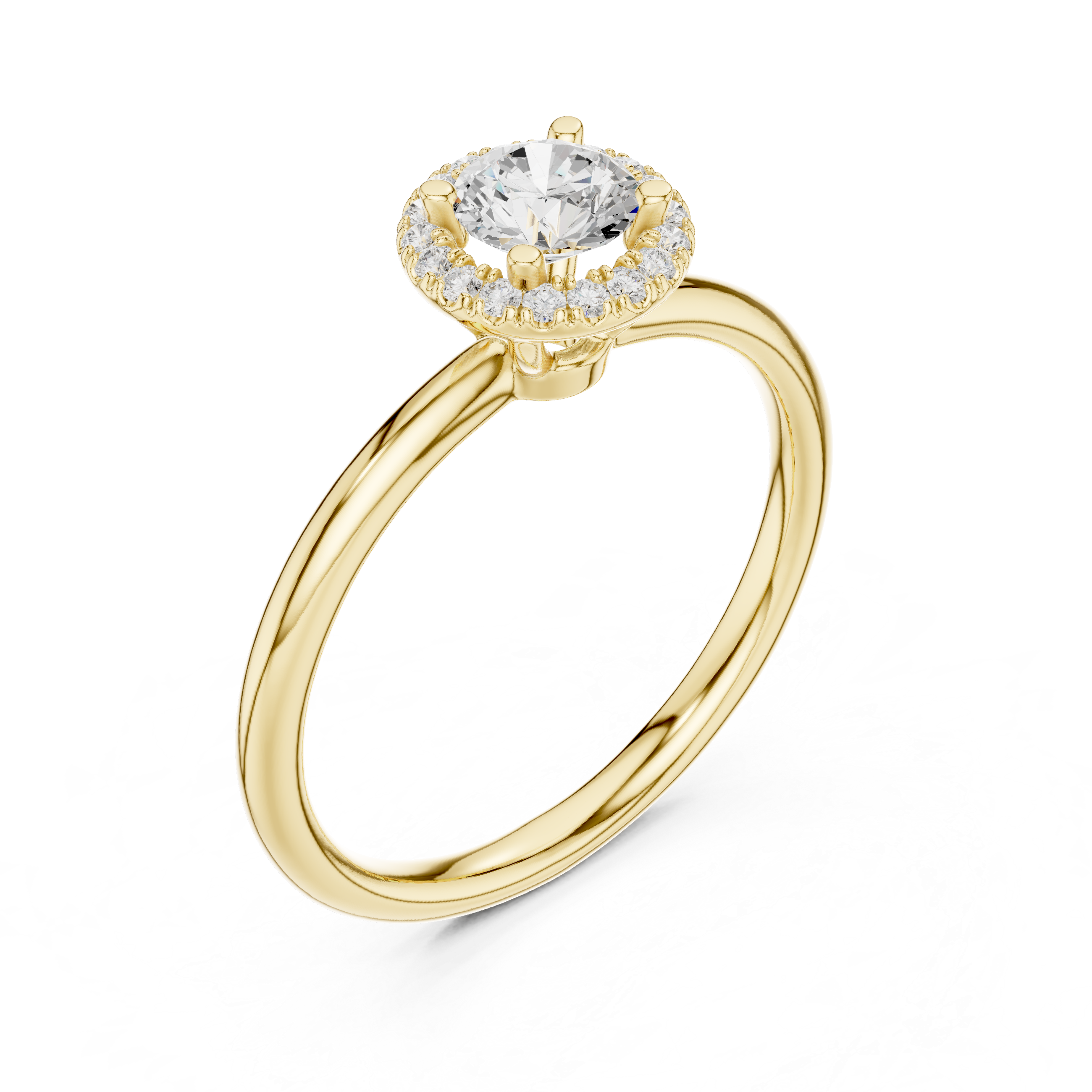 Muur Atelier Solid Gold Round Brilliant Floating Halo Diamond Engagement Ring
