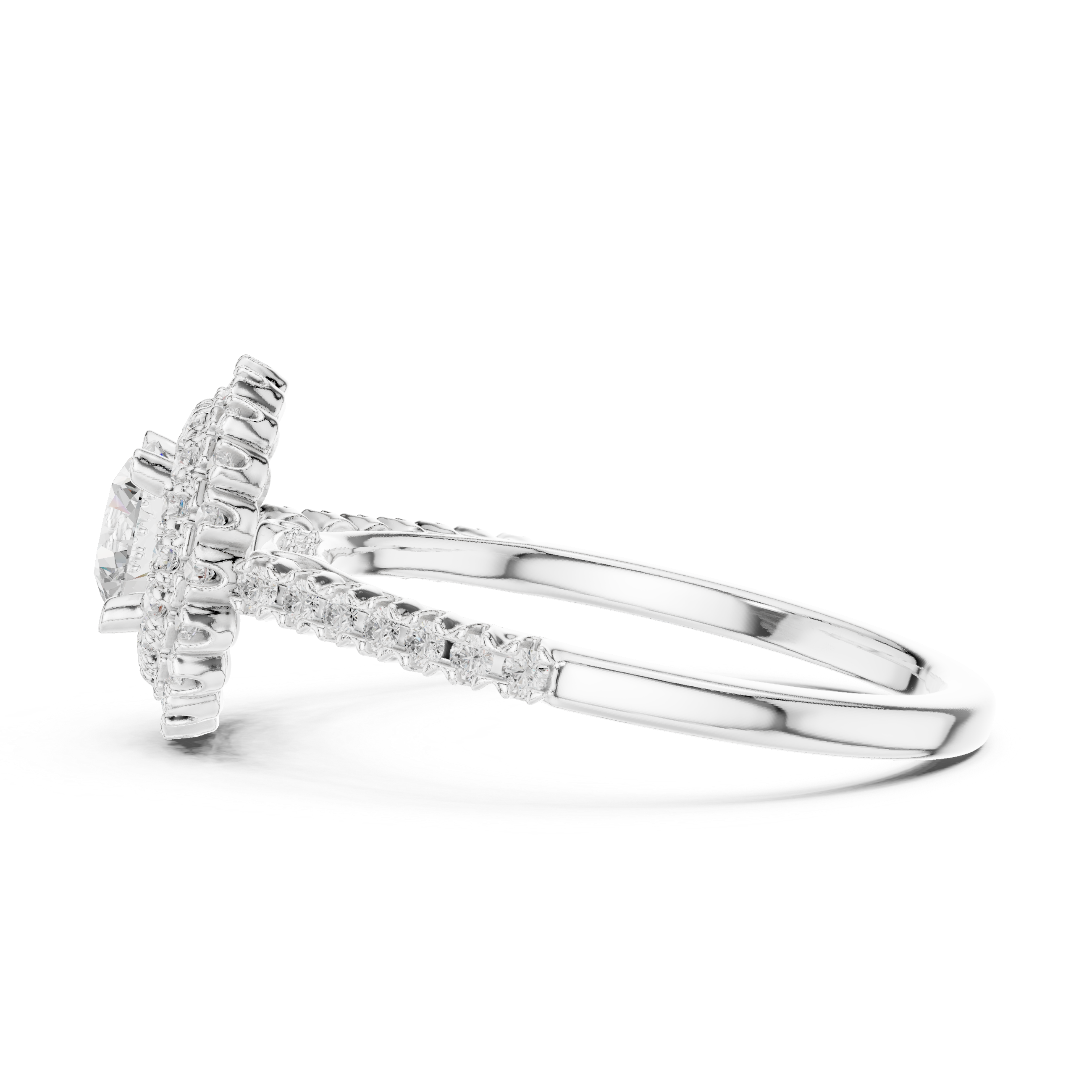 Muur Atelier Solid Gold Double-Layer Halo Cathedral Diamond Engagement Ring