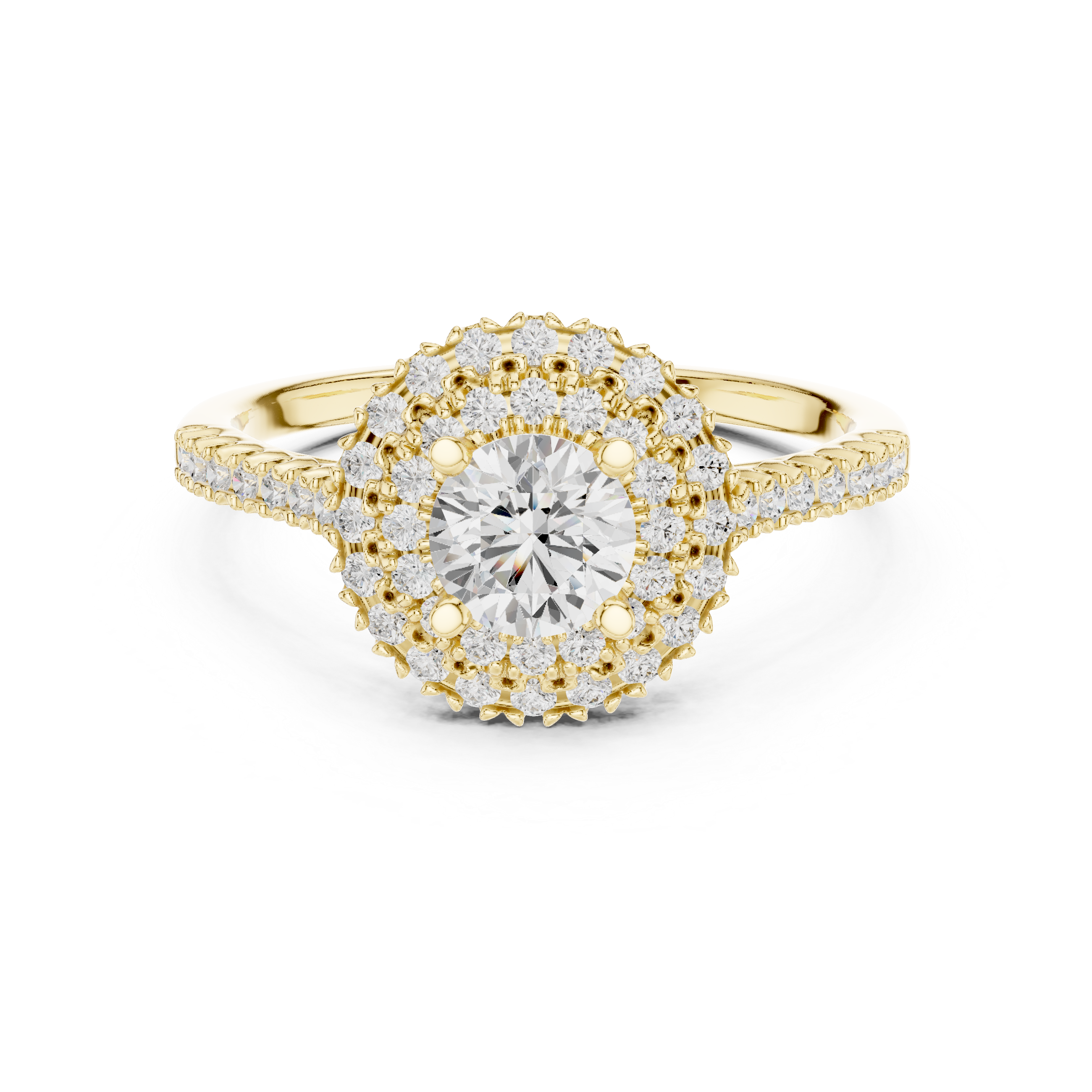 Muur Atelier Solid Gold Double-Layer Halo Cathedral Diamond Engagement Ring