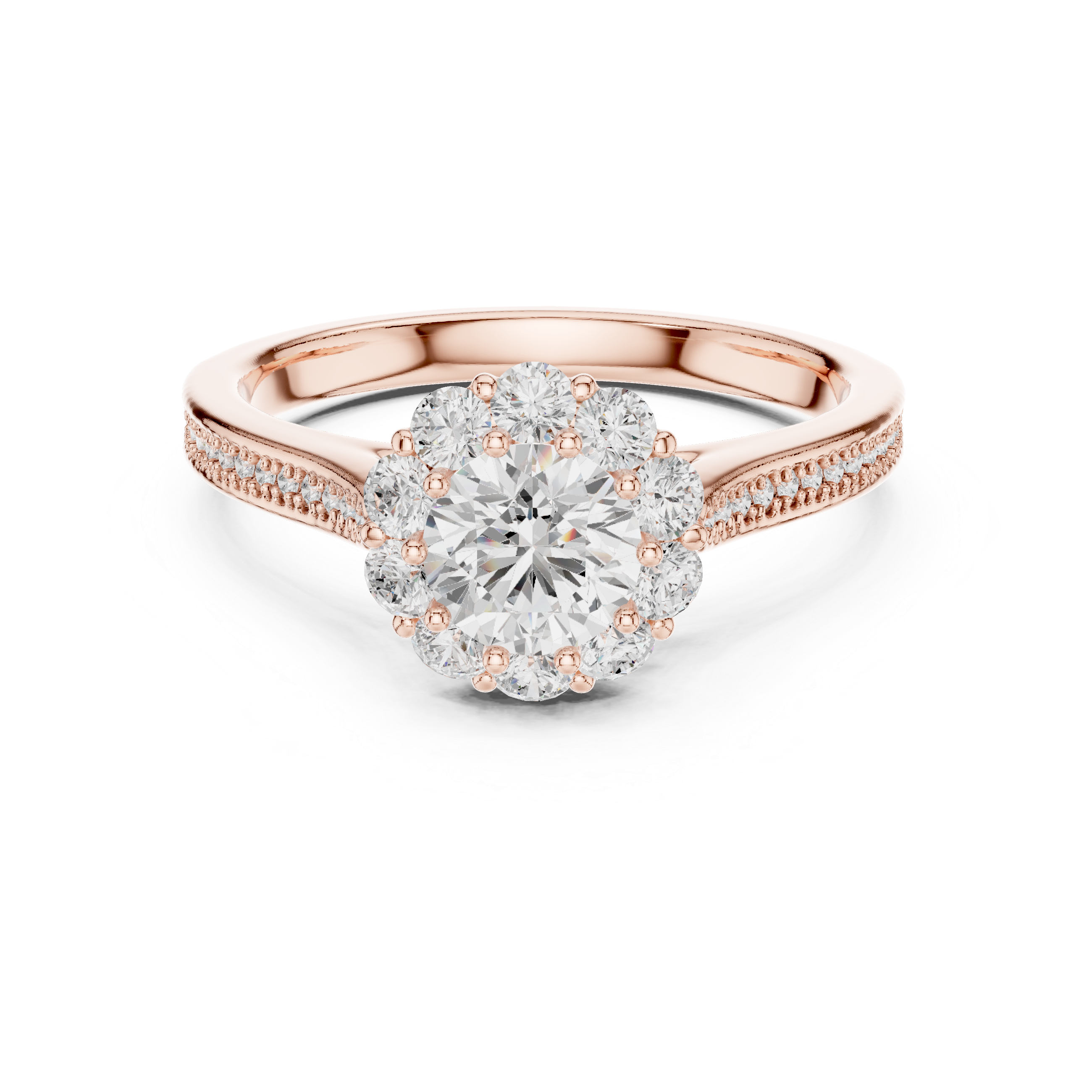 Muur Atelier Solid Gold Elevated Floral Pavé Diamond Engagement Ring