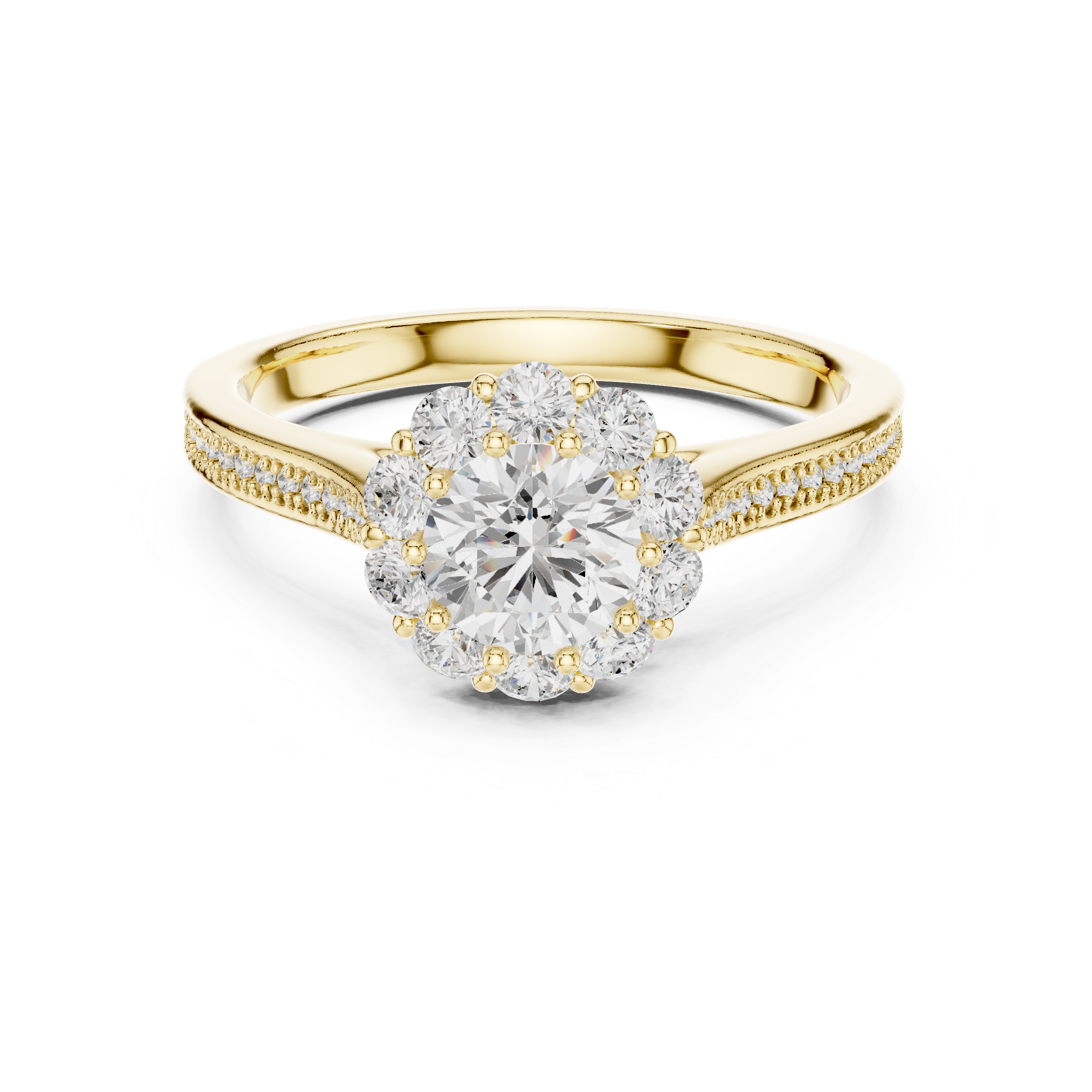 Muur Atelier Solid Gold Elevated Floral Pavé Diamond Engagement Ring