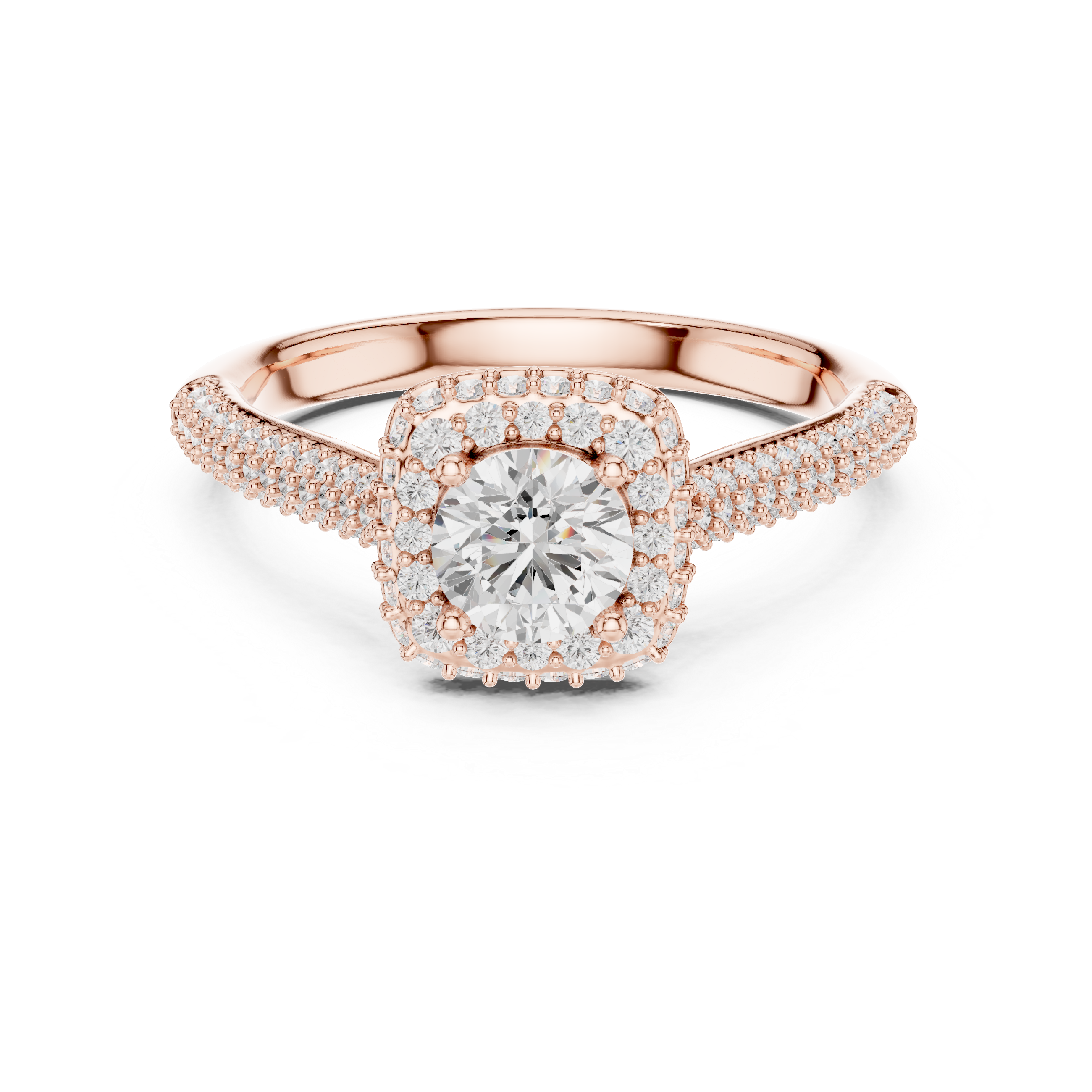 Muur Atelier Solid Gold Cathedral Square Halo Diamond Engagement Ring