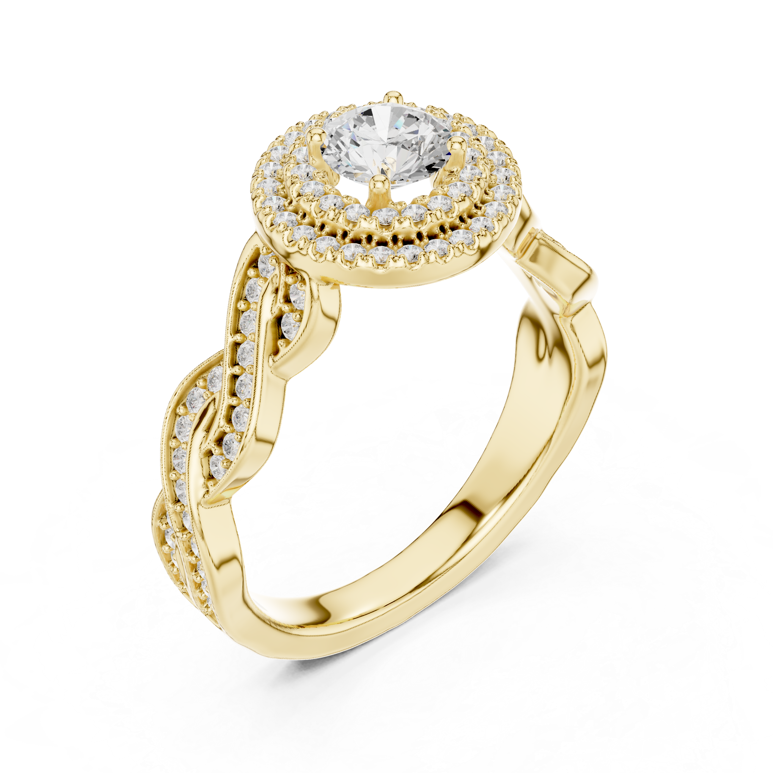 Muur Atelier Solid Gold Infinity Twist Halo Diamond Engagement Ring
