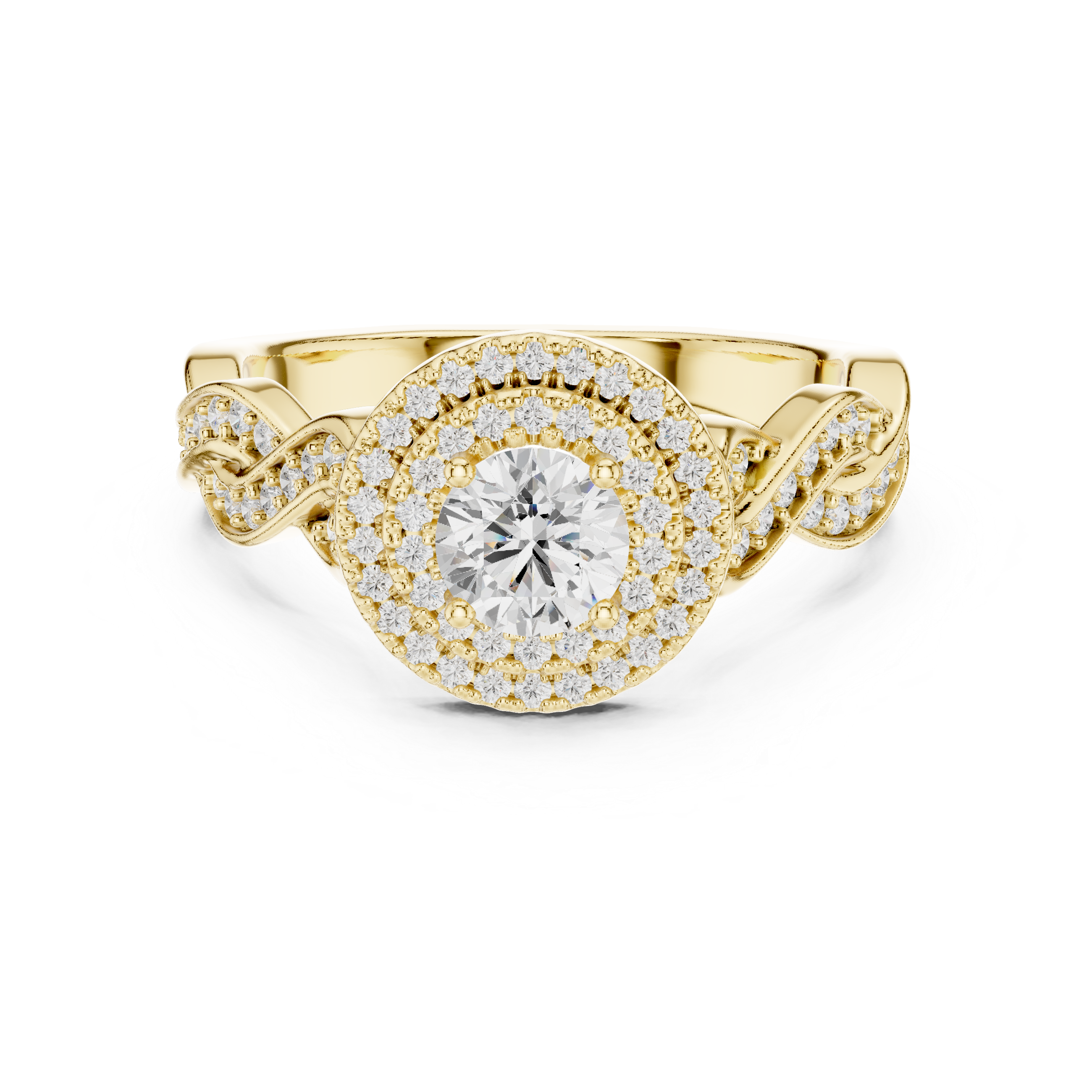 Muur Atelier Solid Gold Infinity Twist Halo Diamond Engagement Ring