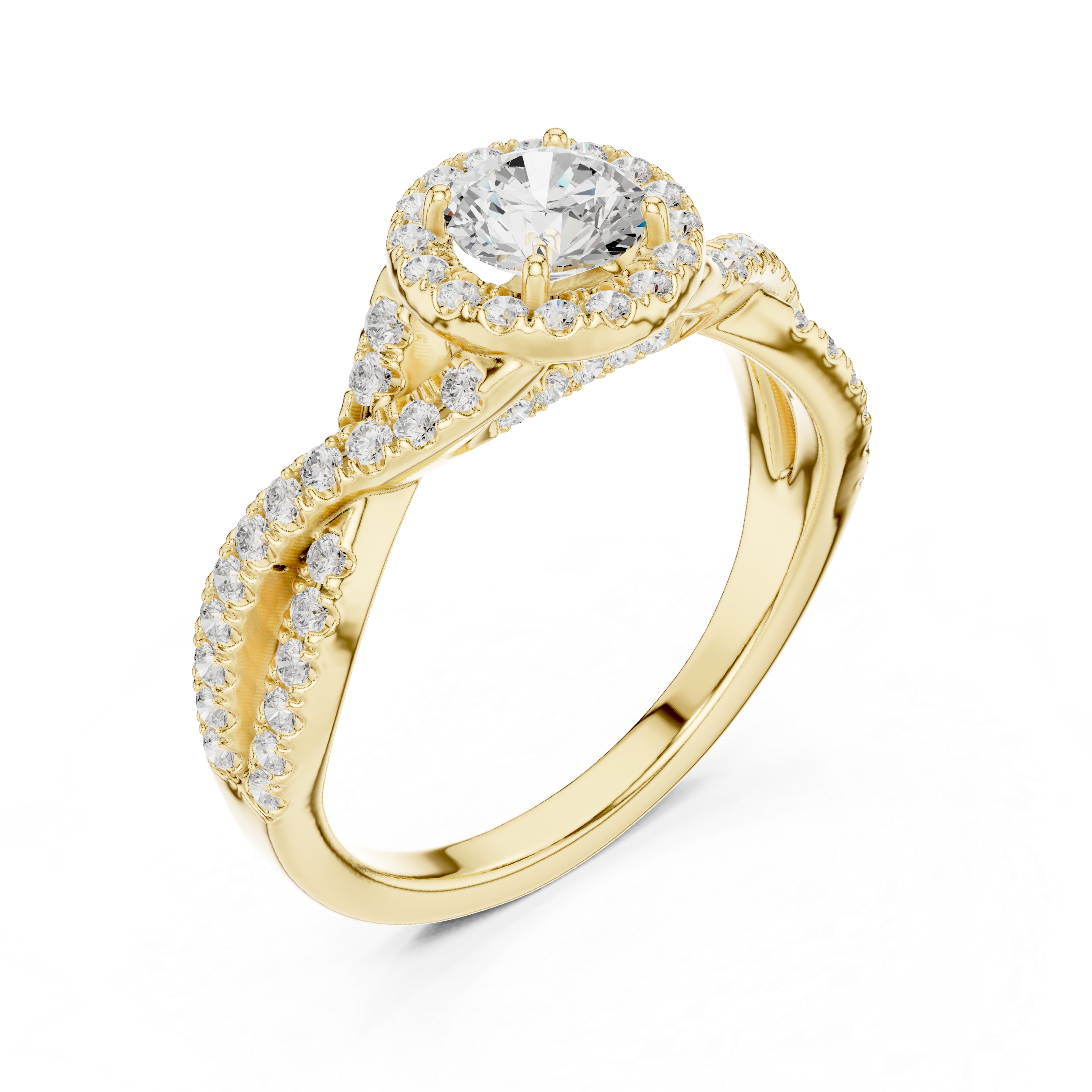 Muur Atelier Solid Gold Twisted Halo Diamond Engagement Ring