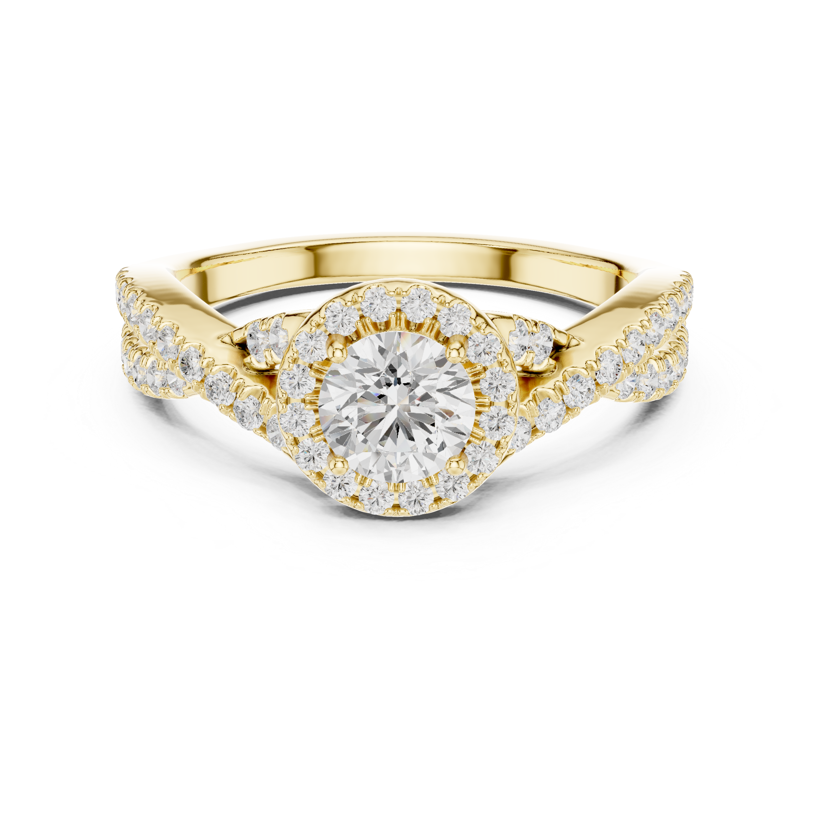 Muur Atelier Solid Gold Twisted Halo Diamond Engagement Ring