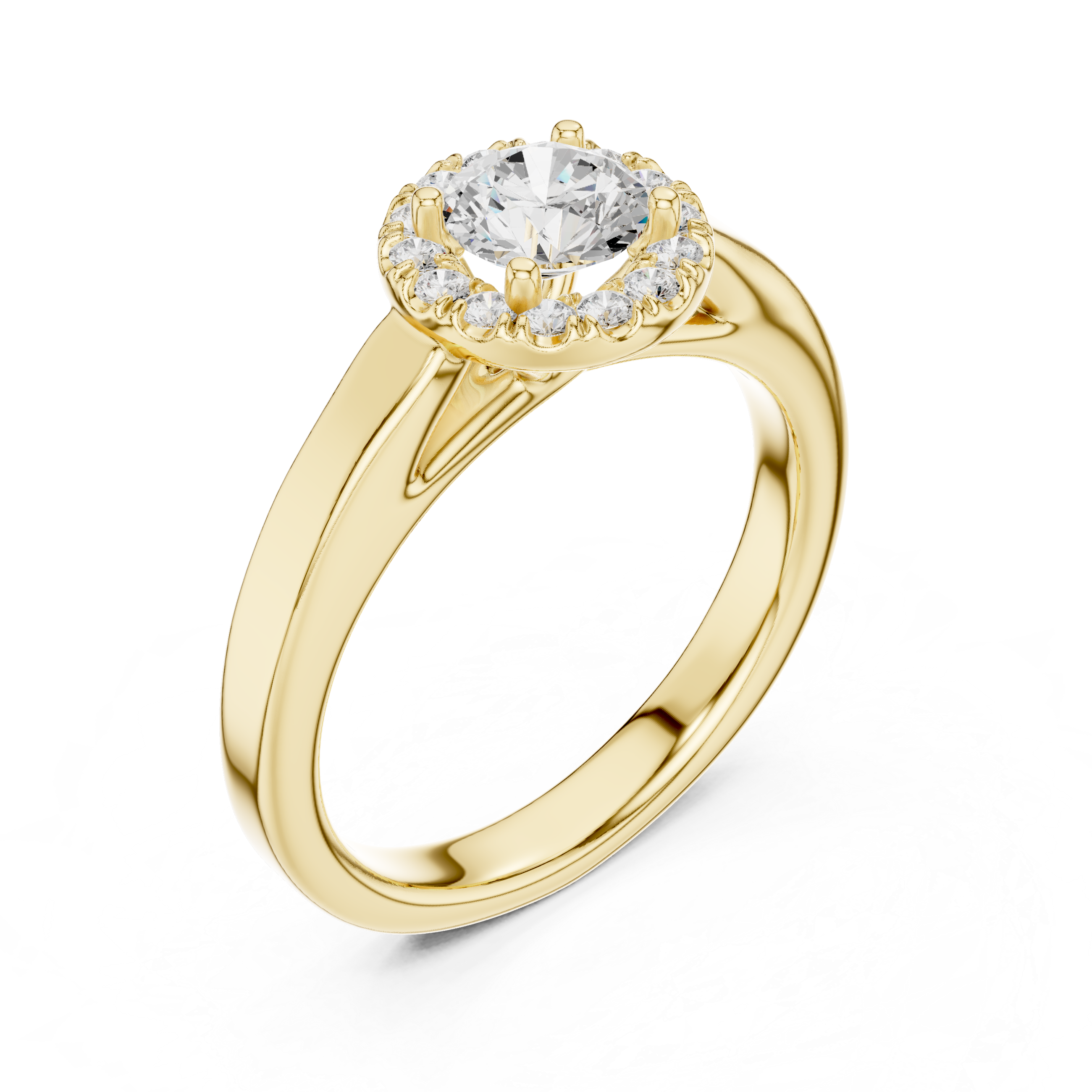 Muur Atelier Solid Gold Sculptural Cathedral Halo Diamond Engagement Ring