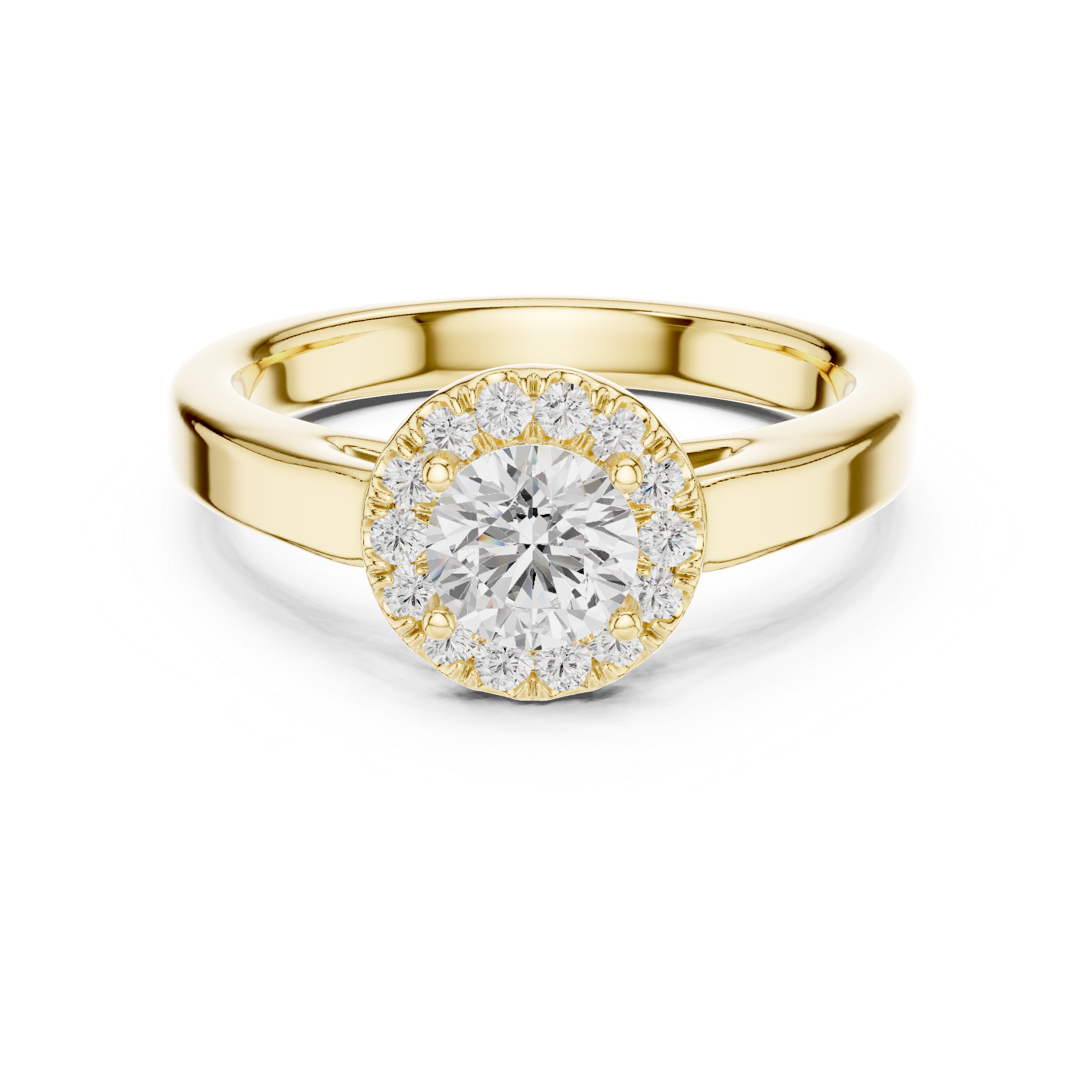 Muur Atelier Solid Gold Sculptural Cathedral Halo Diamond Engagement Ring