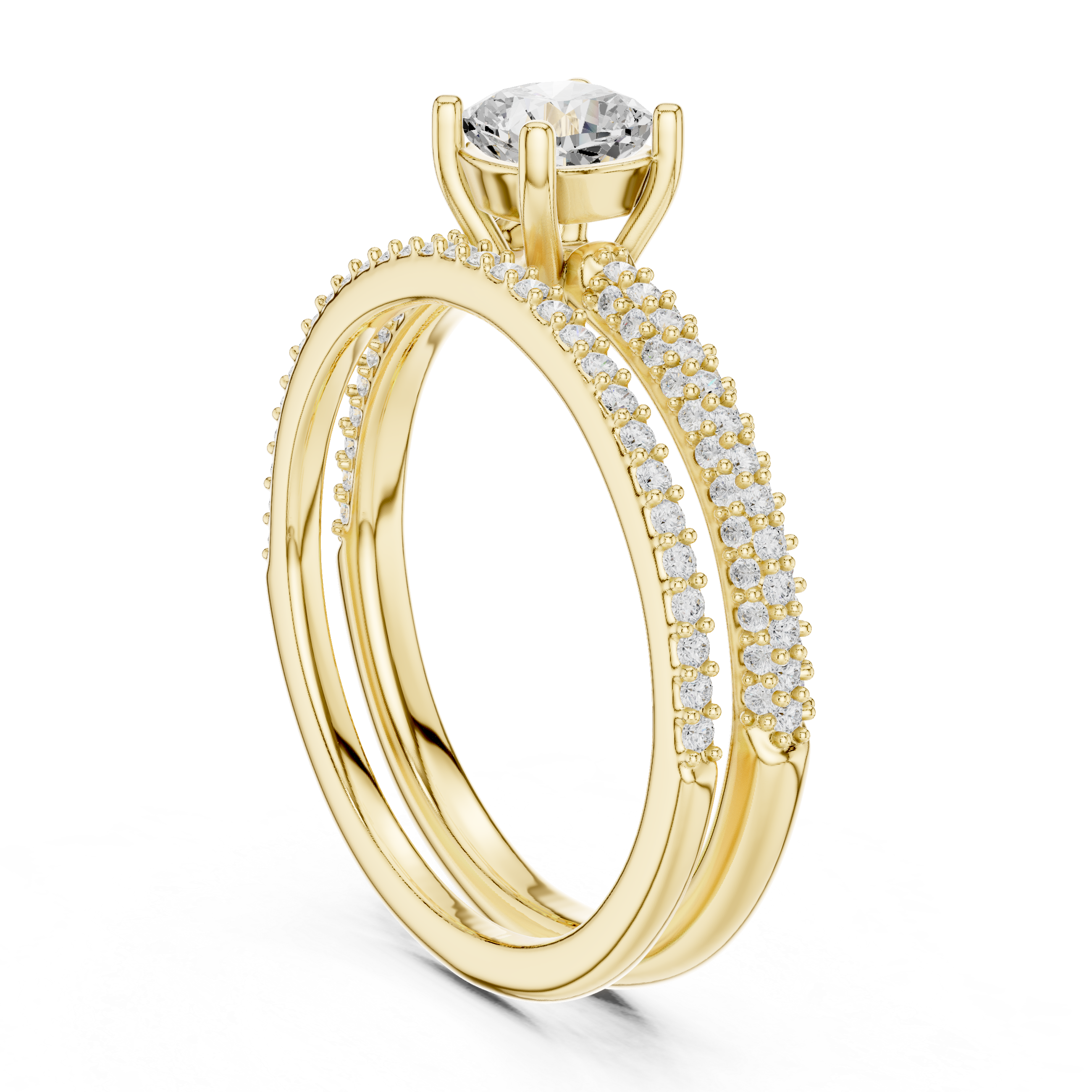 Muur Atelier Solid Gold Cushion Cut Diamond Solitaire Bridal Set