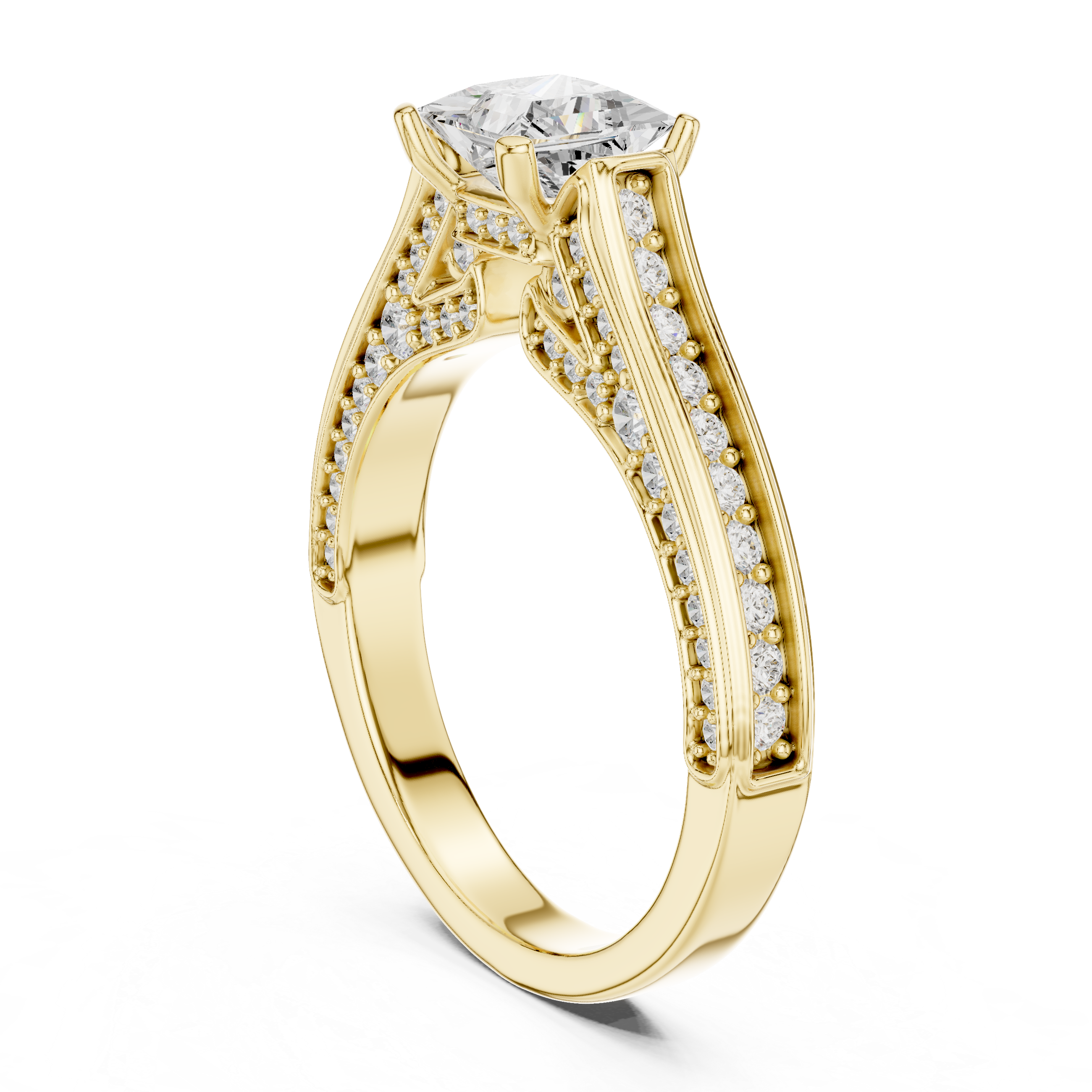 Muur Atelier Solid Gold Princess Cut Pavé Cathedral Diamond Engagement Ring