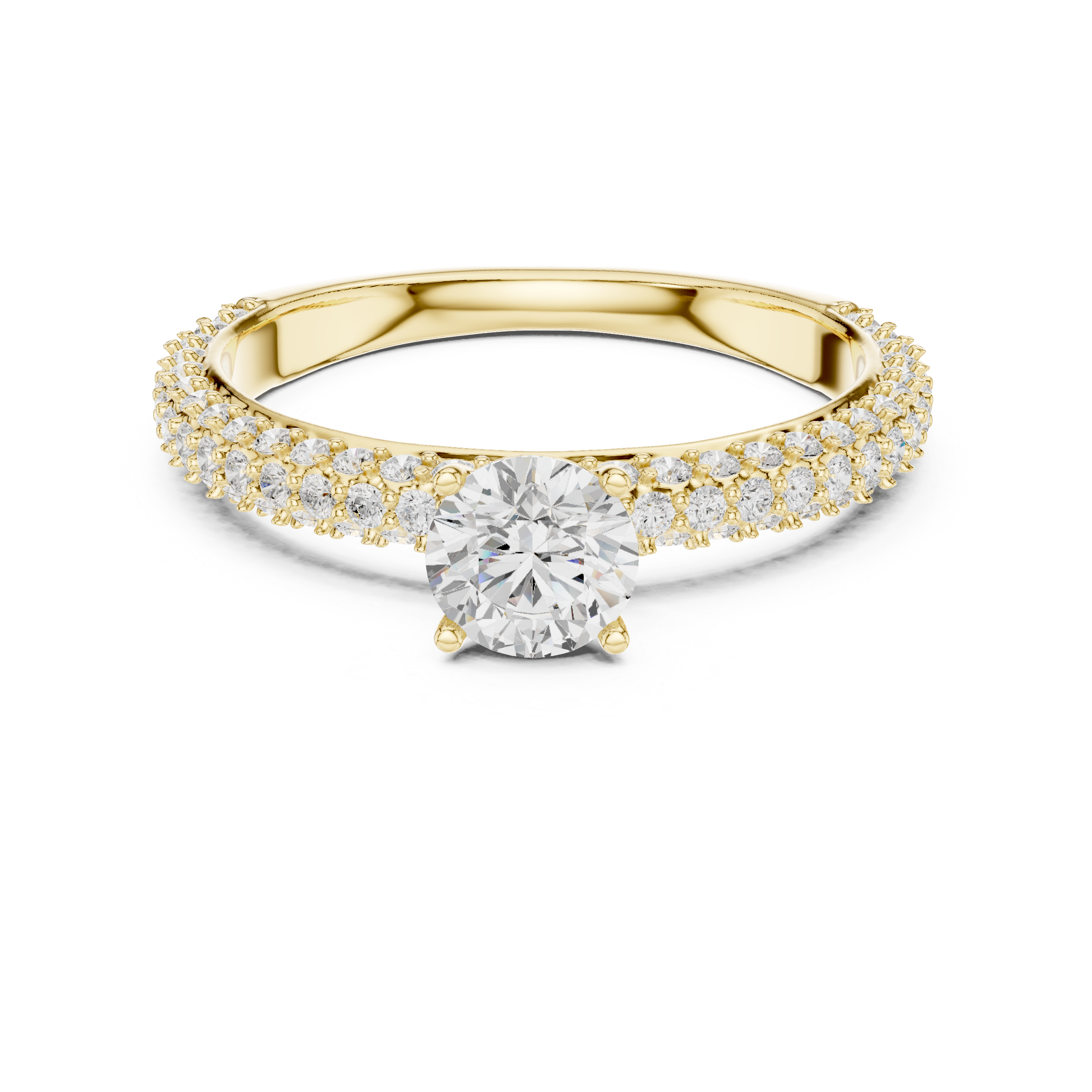 Muur Atelier Solid Gold Radiant Cut Pavé Solitaire Diamond Engagement Ring