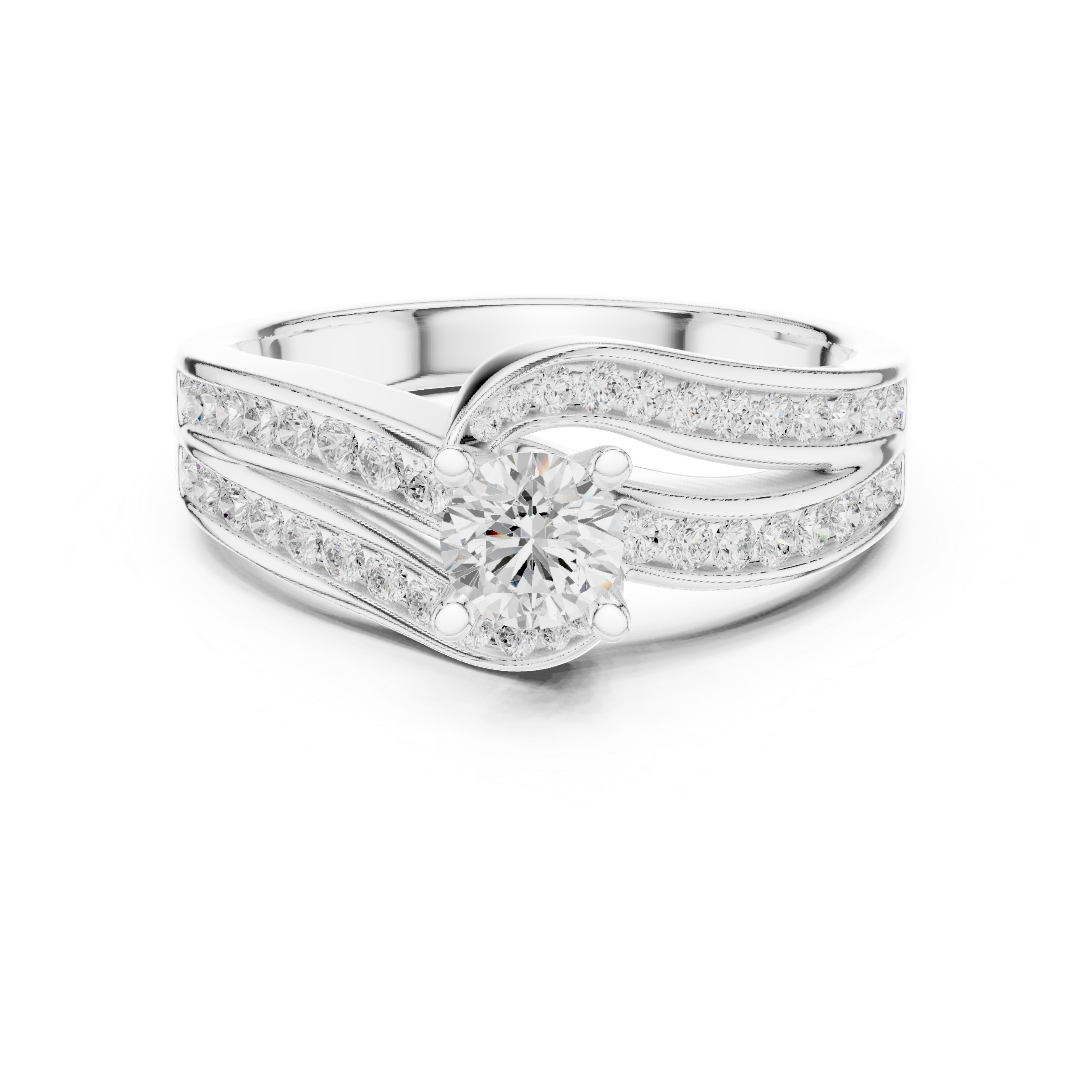 Muur Atelier Solid Gold Sculptural Bypass Channel-Set Diamond Engagement Ring