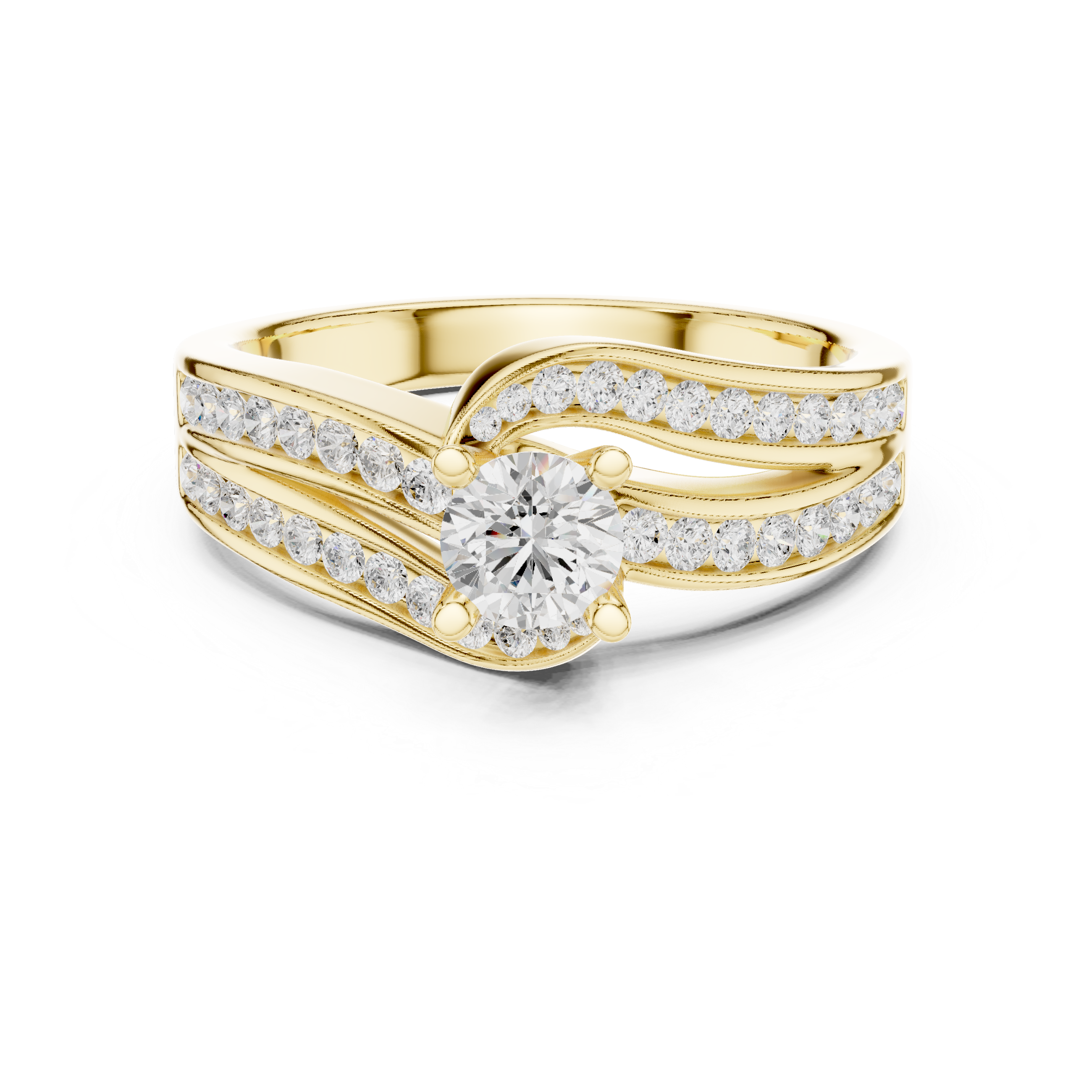 Muur Atelier Solid Gold Sculptural Bypass Channel-Set Diamond Engagement Ring