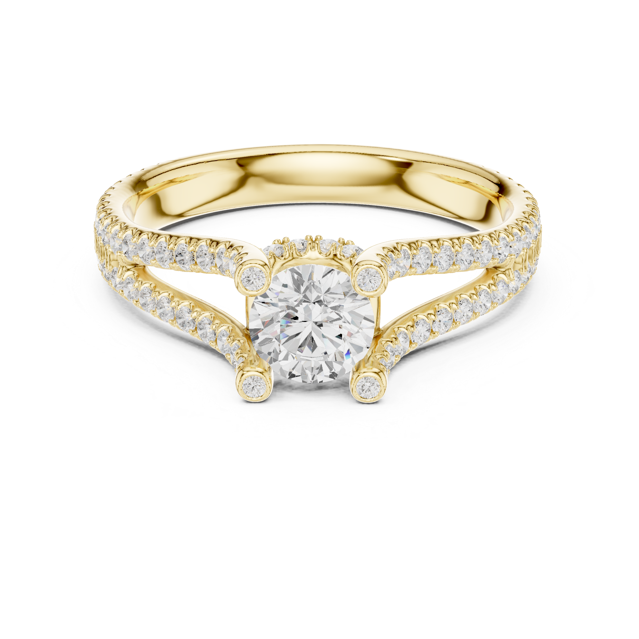 Muur Atelier Solid Gold  Split Cathedral Pavé Diamond Engagement Ring