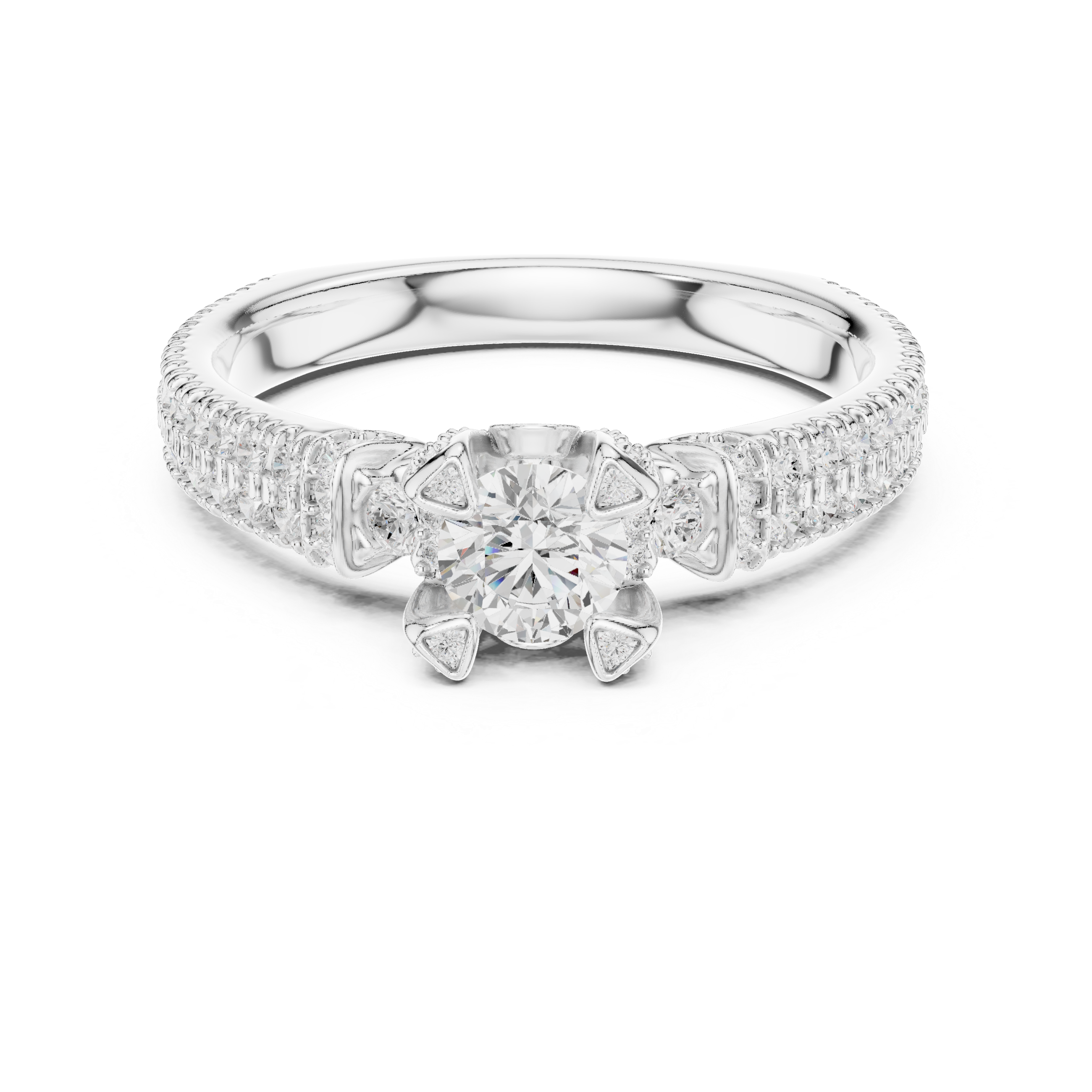 Muur Atelier Solid Gold Round Brilliant Split-Cathedral Diamond Engagement Ring