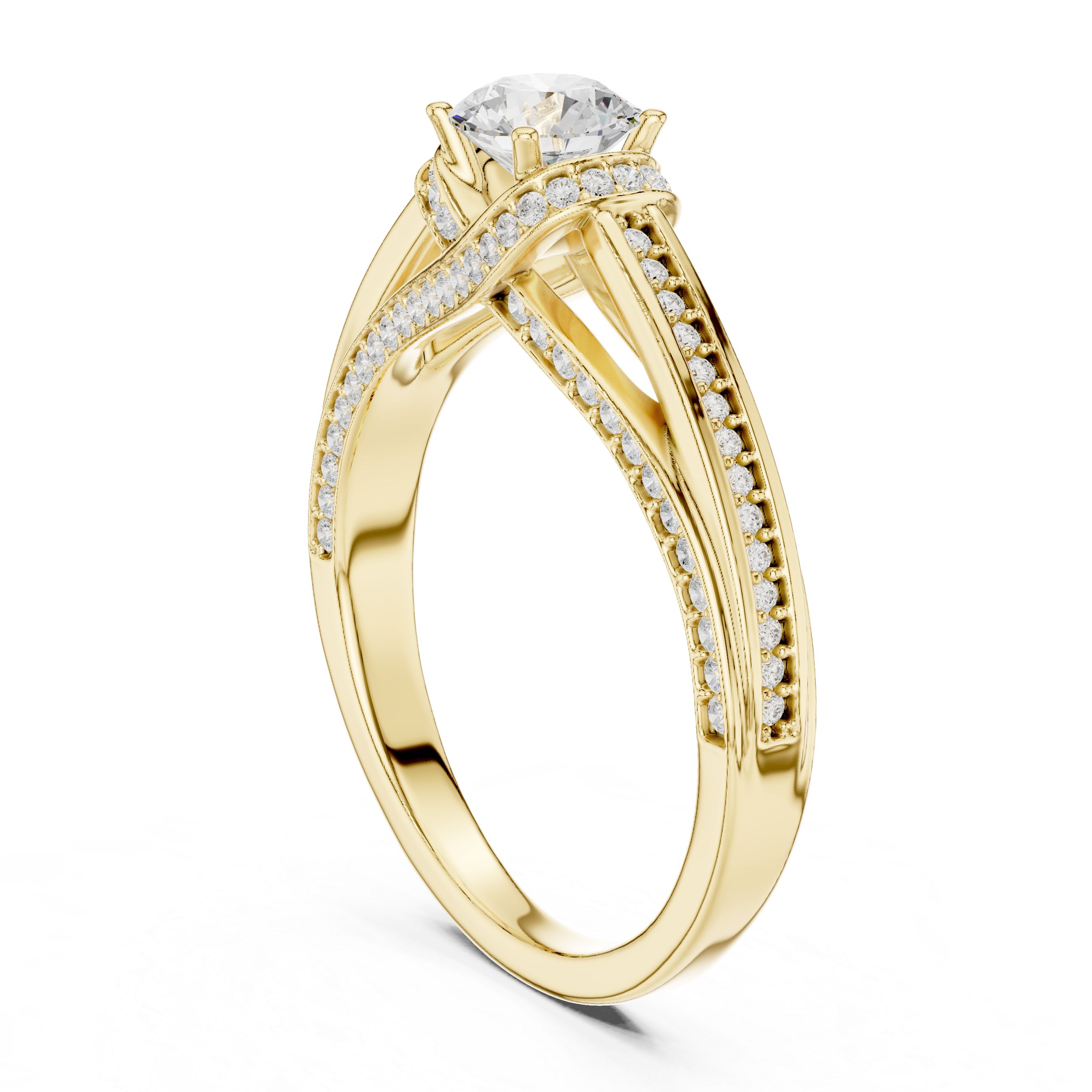 Muur Atelier Solid Gold Split-Cathedral Pavé Diamond Engagement Ring