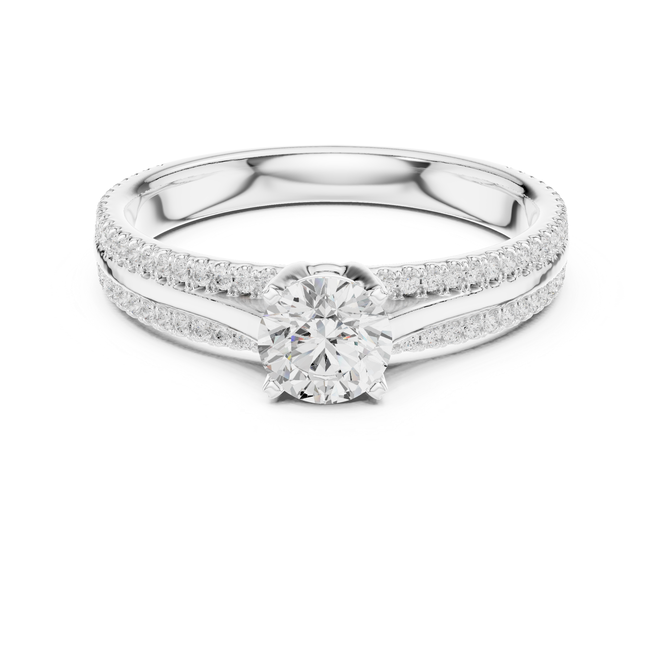 Muur Atelier Solid Gold  U-Cut Pavé Solitaire Diamond Engagement Ring