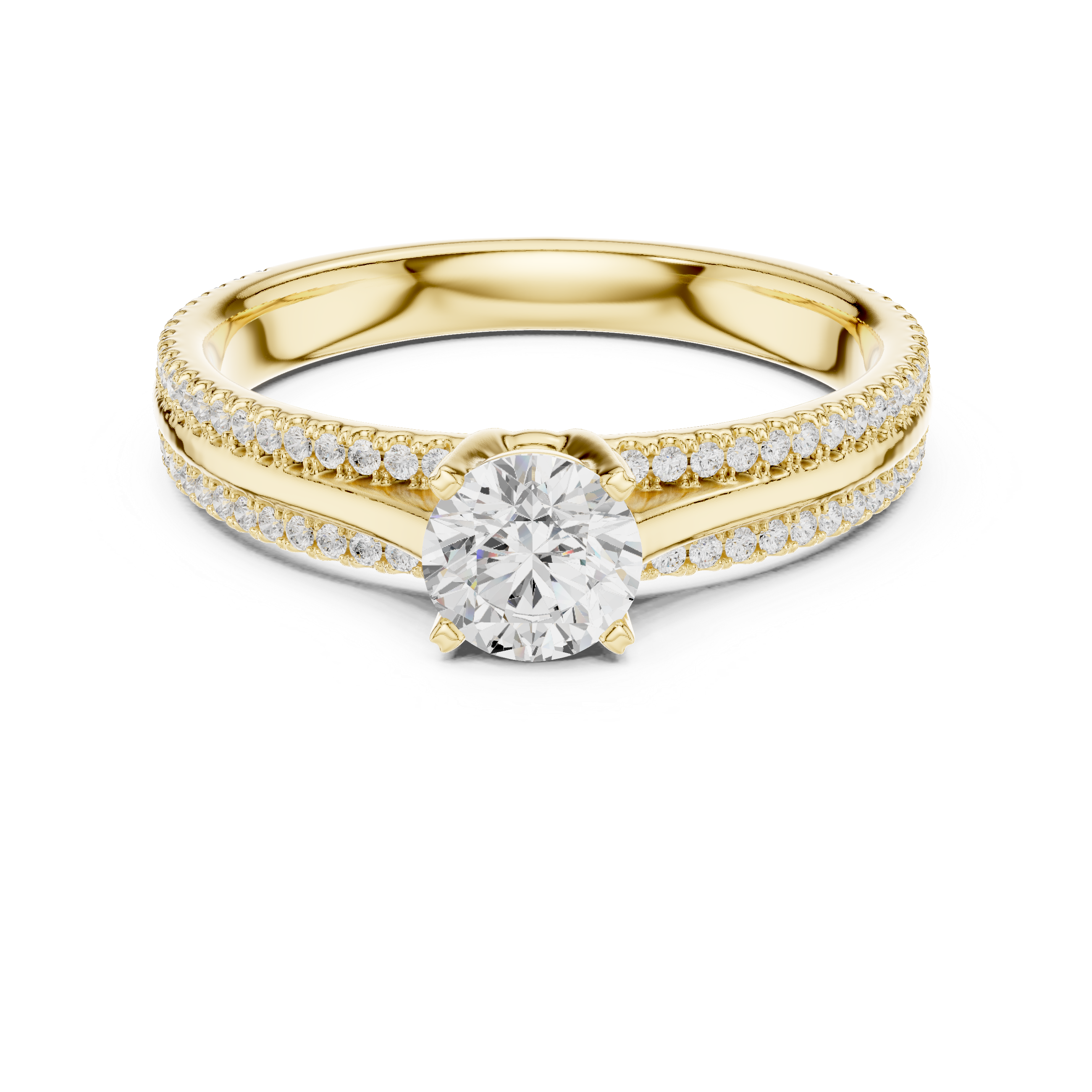 Muur Atelier Solid Gold  U-Cut Pavé Solitaire Diamond Engagement Ring