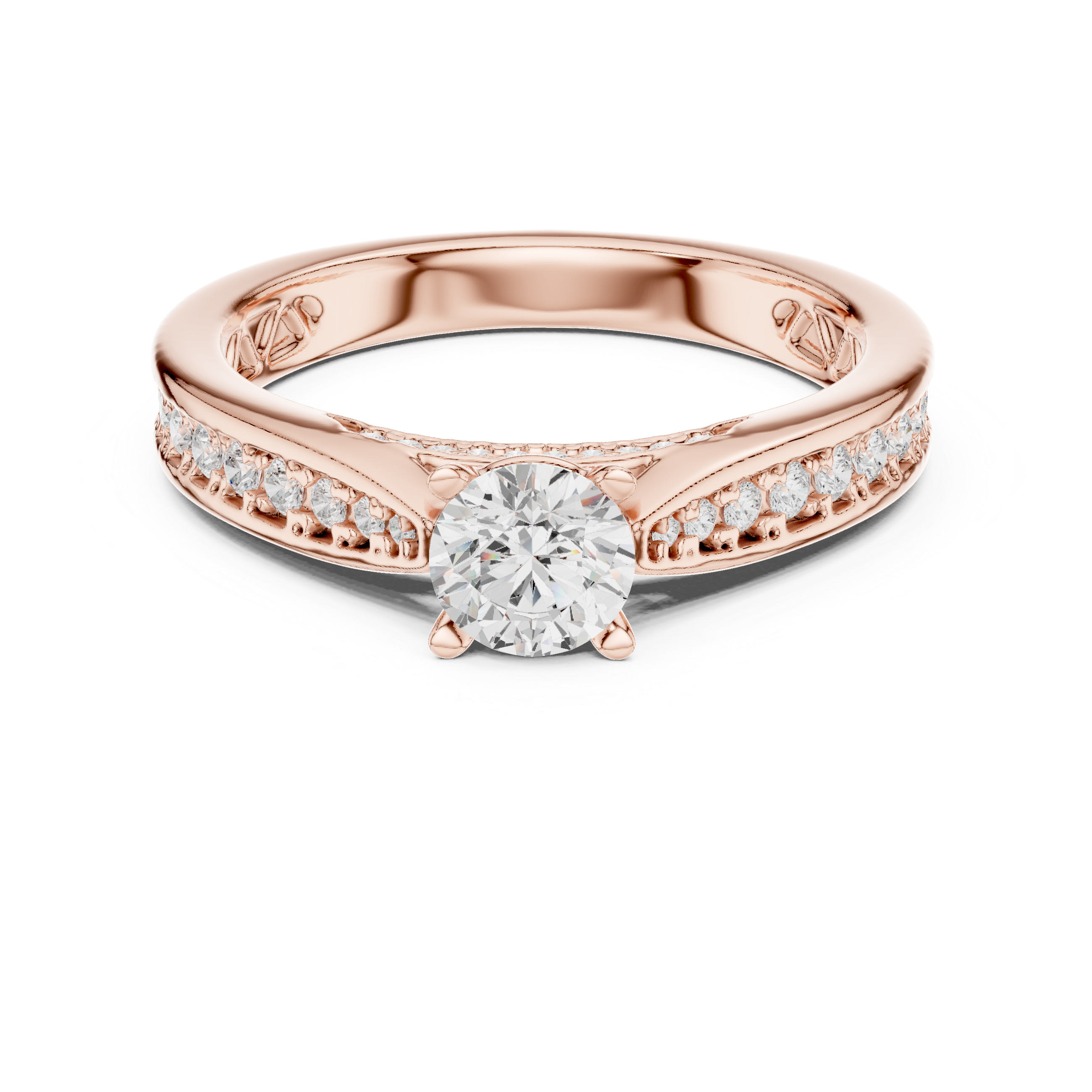 Muur Atelier Solid Gold Elevated Pavé Solitaire Engagement Ring