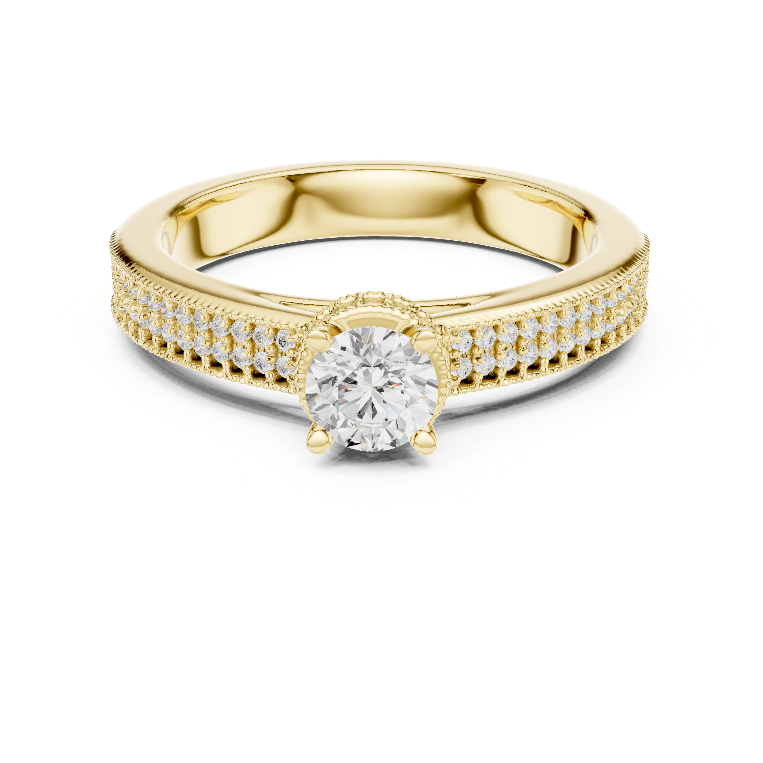 Muur Atelier Solid Gold Triple-Row Pavé Solitaire Diamond Engagement Ring