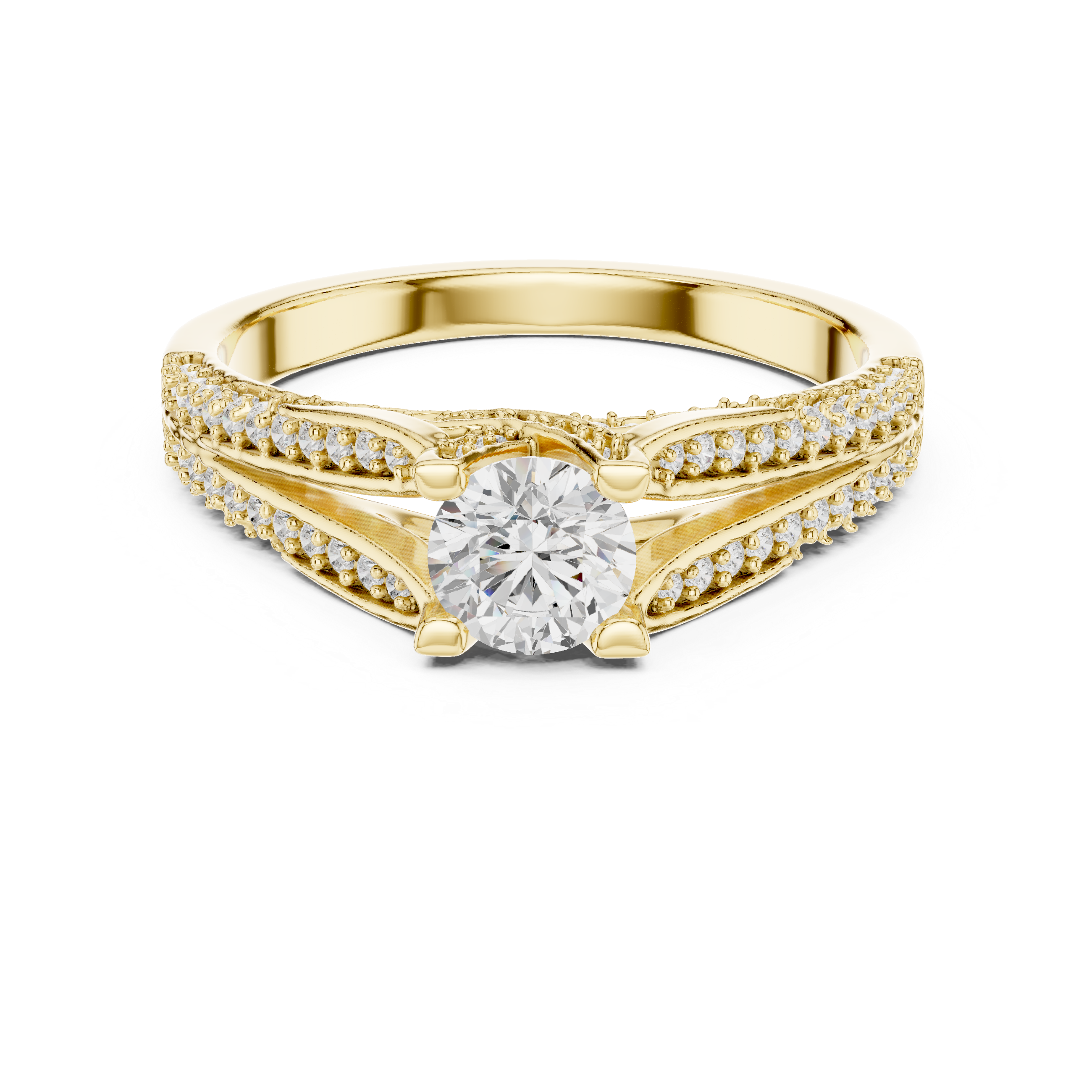 Muur Atelier Solid Gold Round Brilliant Split-Cathedral Diamond Engagement Ring