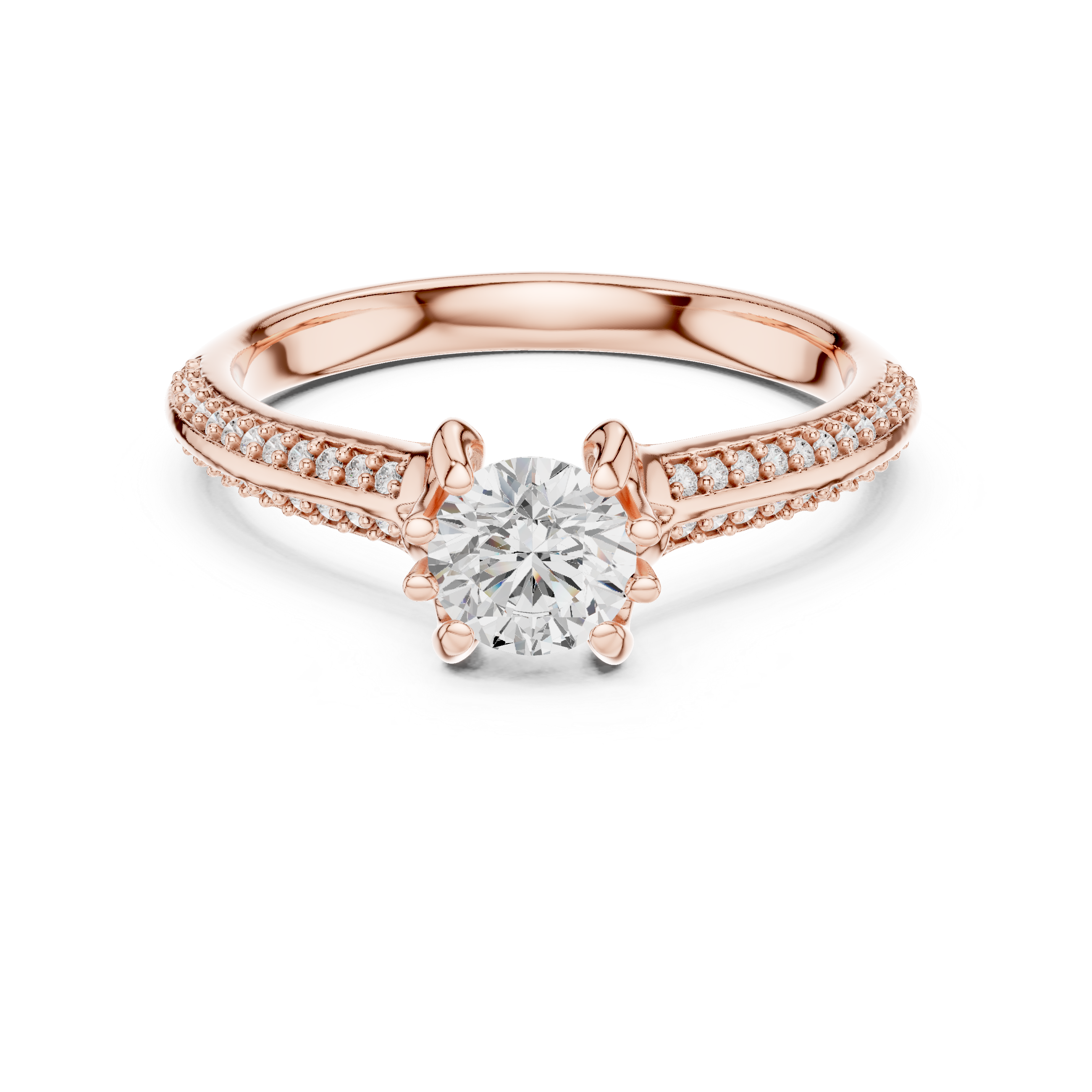 Muur Atelier Solid Gold Round Brilliant Cathedral Pavé Diamond Engagement Ring