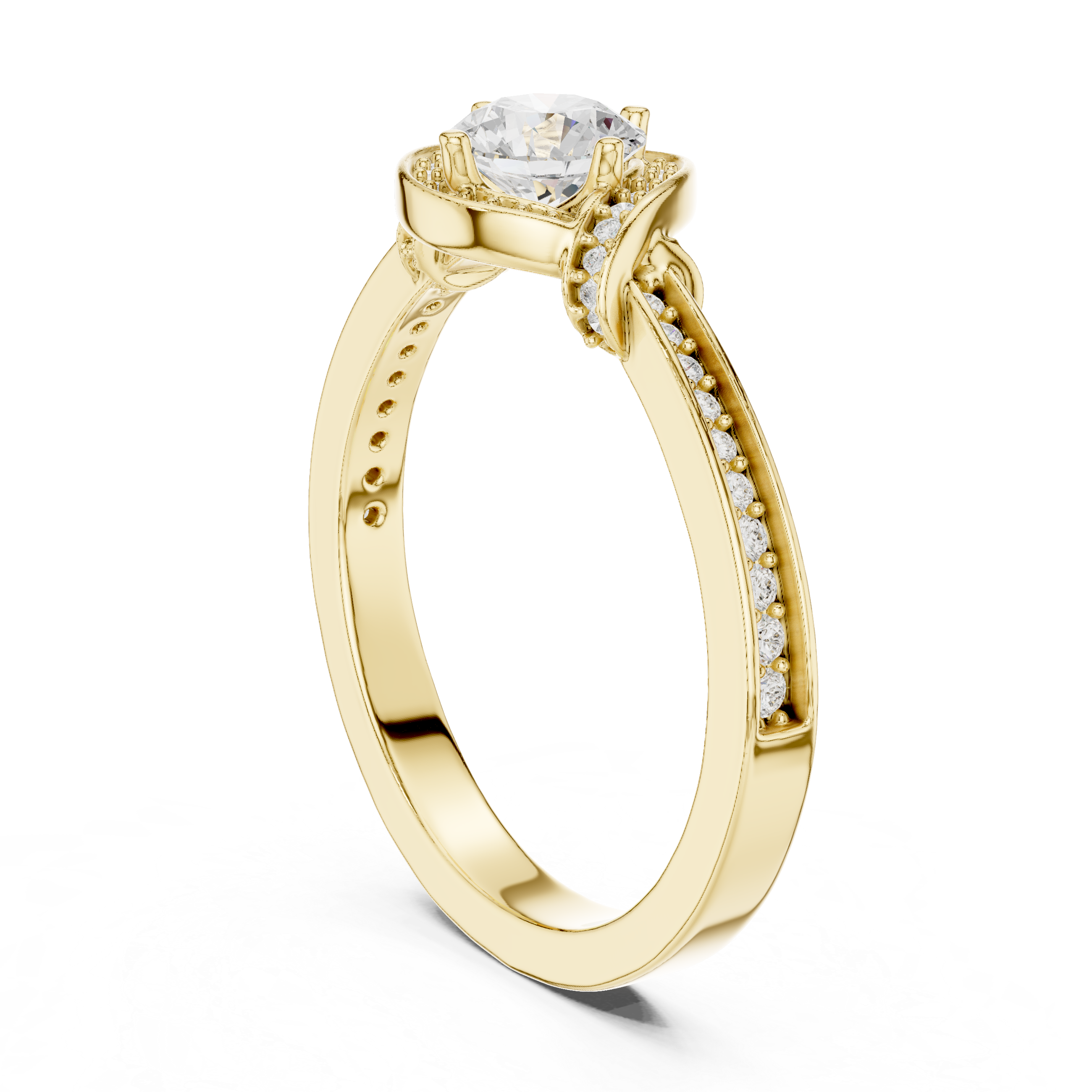 Muur Atelier Solid Gold  Round Brilliant Bypass Pavé Diamond Engagement Ring