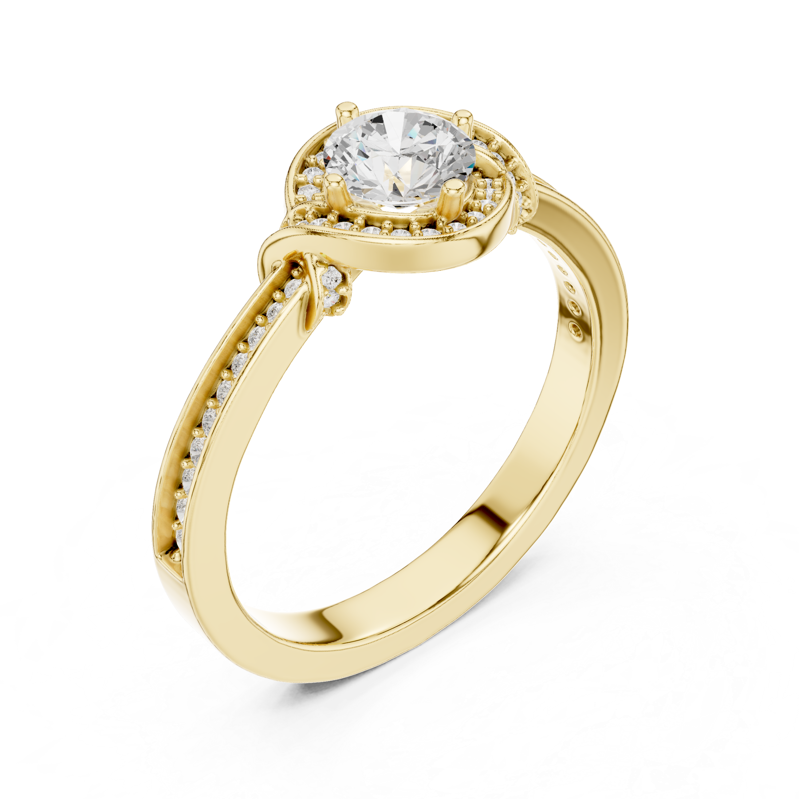 Muur Atelier Solid Gold  Round Brilliant Bypass Pavé Diamond Engagement Ring