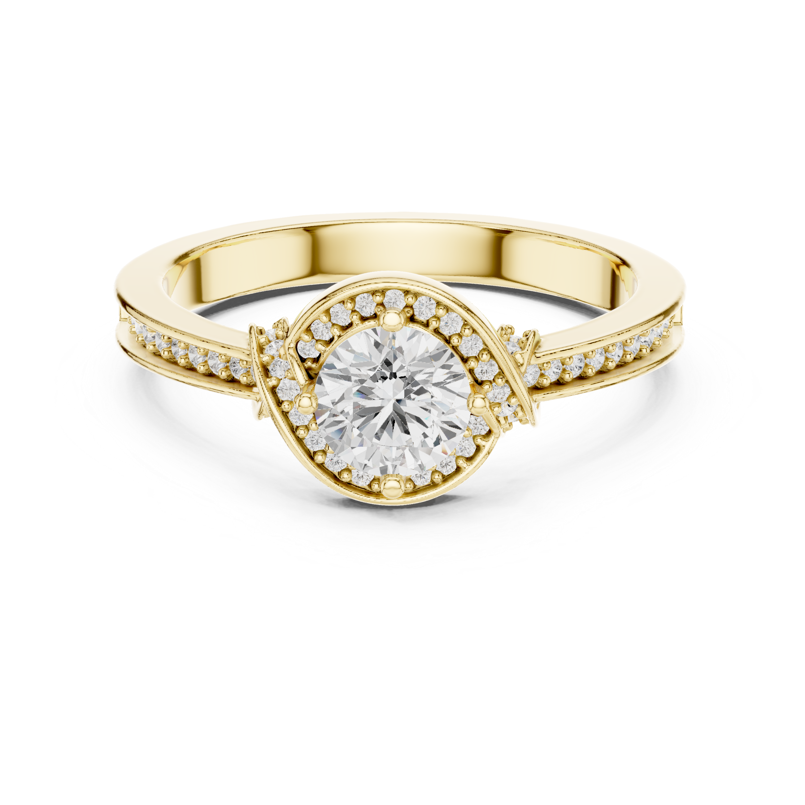 Muur Atelier Solid Gold  Round Brilliant Bypass Pavé Diamond Engagement Ring