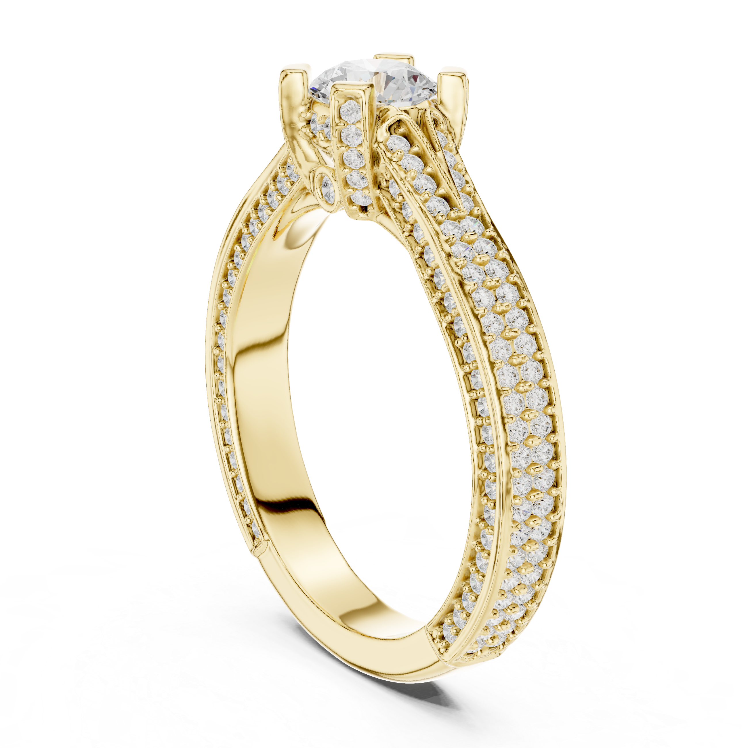 Muur Atelier Solid Gold Split-Cathedral Triple-Row Pavé Diamond Engagement Ring