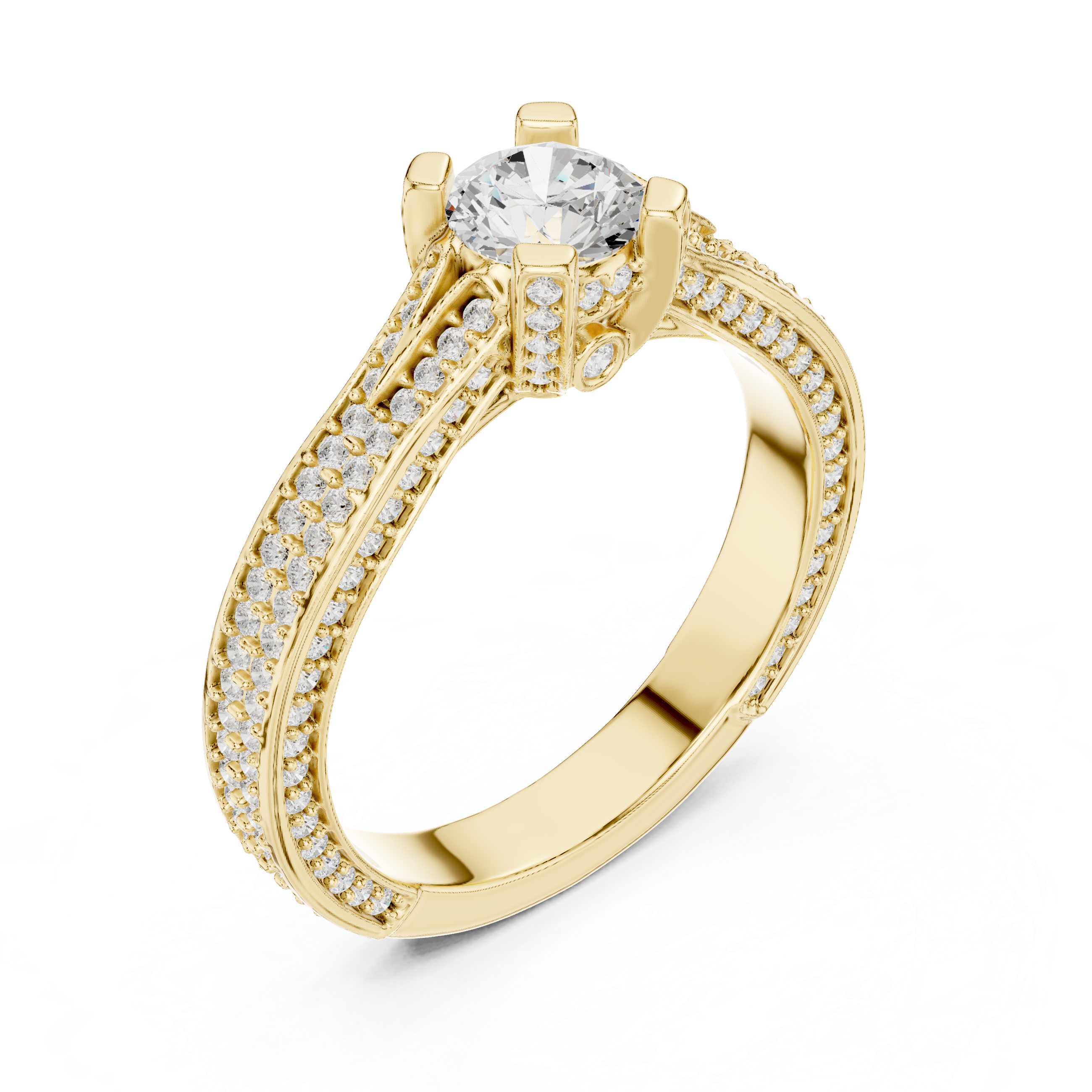Muur Atelier Solid Gold Split-Cathedral Triple-Row Pavé Diamond Engagement Ring