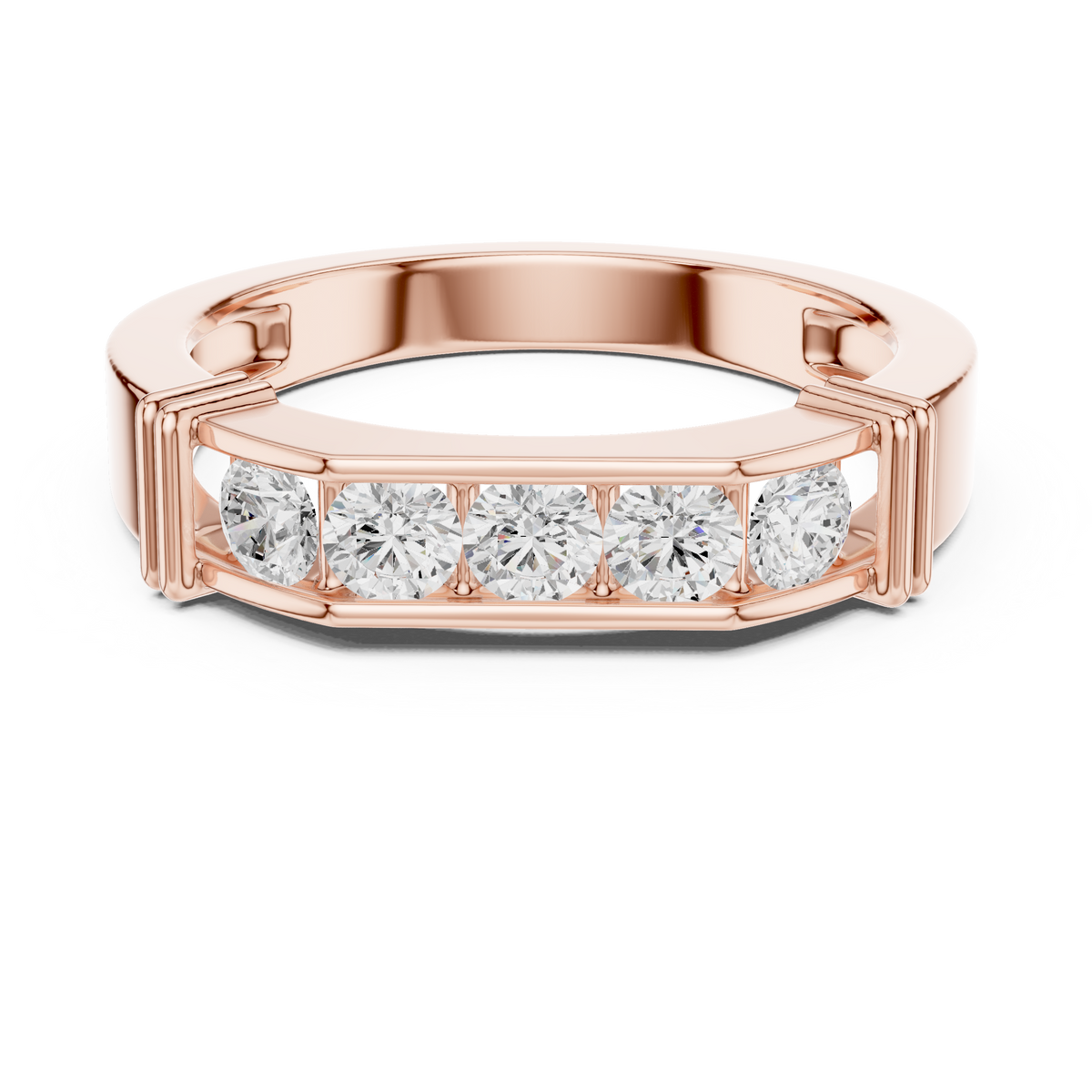 The Mandal Ring - Modern 5-Stone Diamond Pavé Men's Band