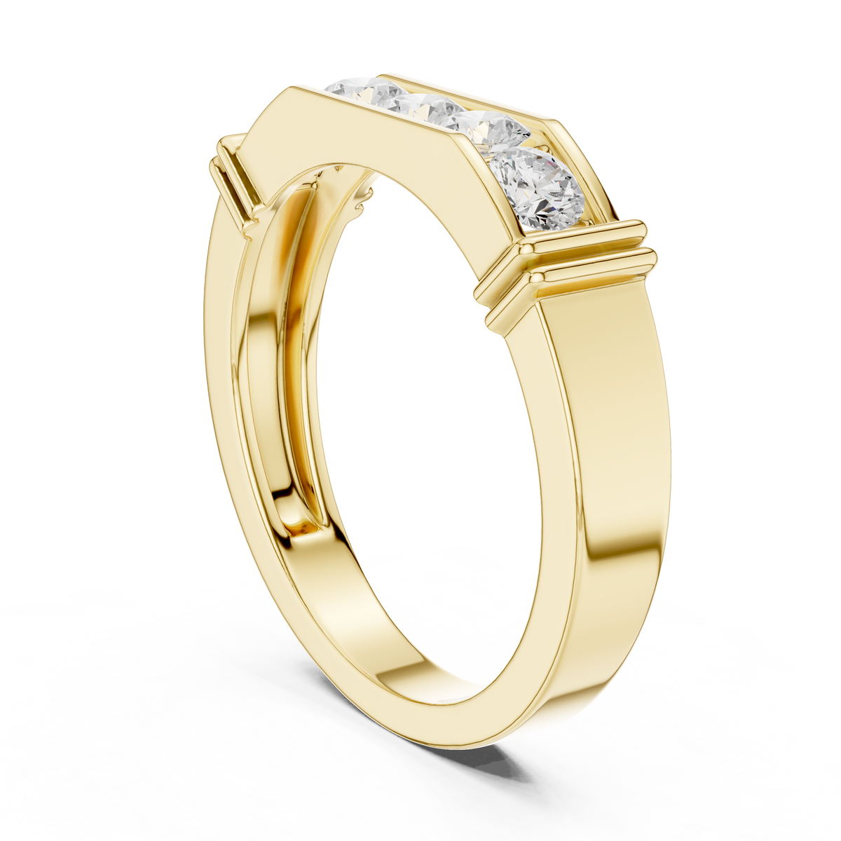 The Mandal Ring - Modern 5-Stone Diamond Pavé Men's Band
