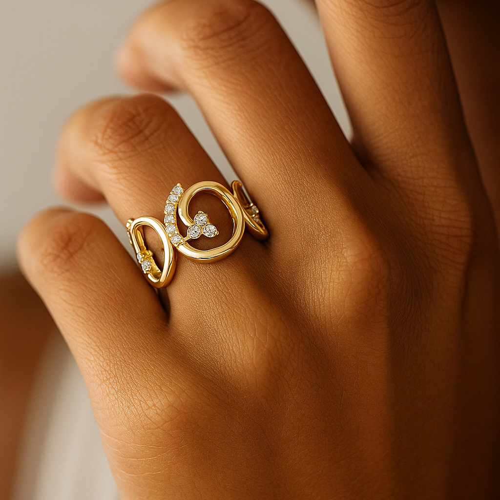 Open Scroll Pavé Diamond Ring