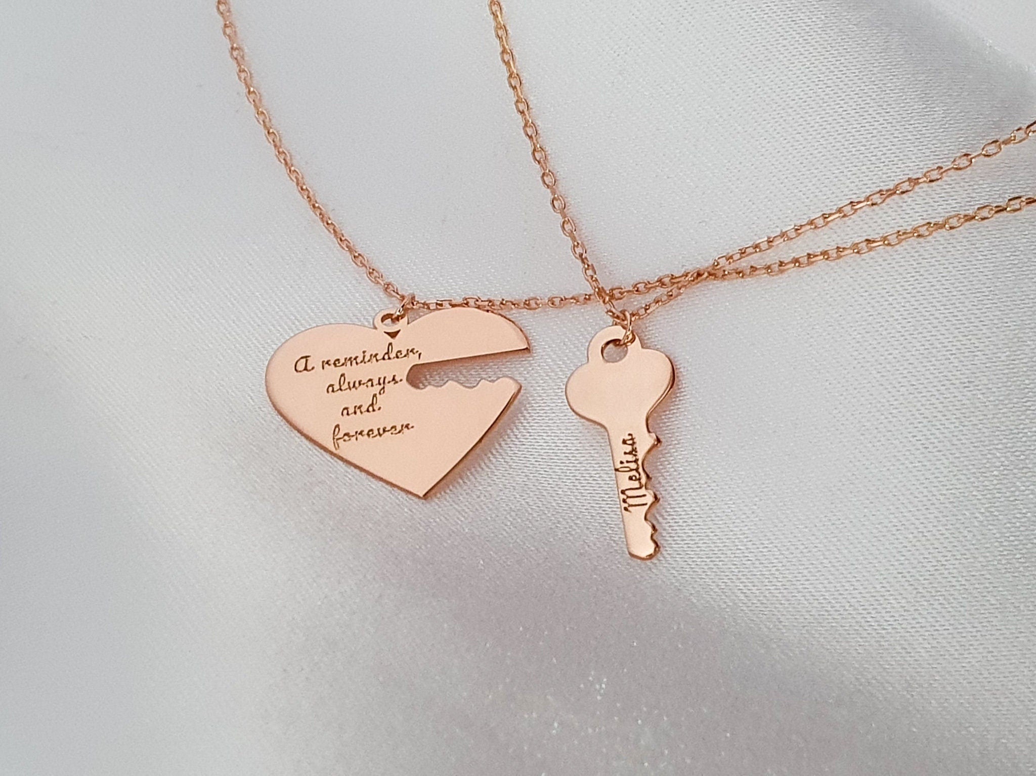 Heart Key Lock Couple Necklace
