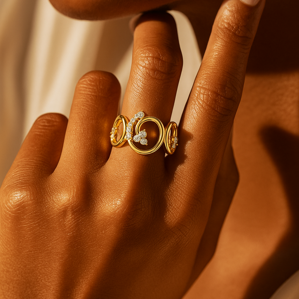 Open Scroll Pavé Diamond Ring