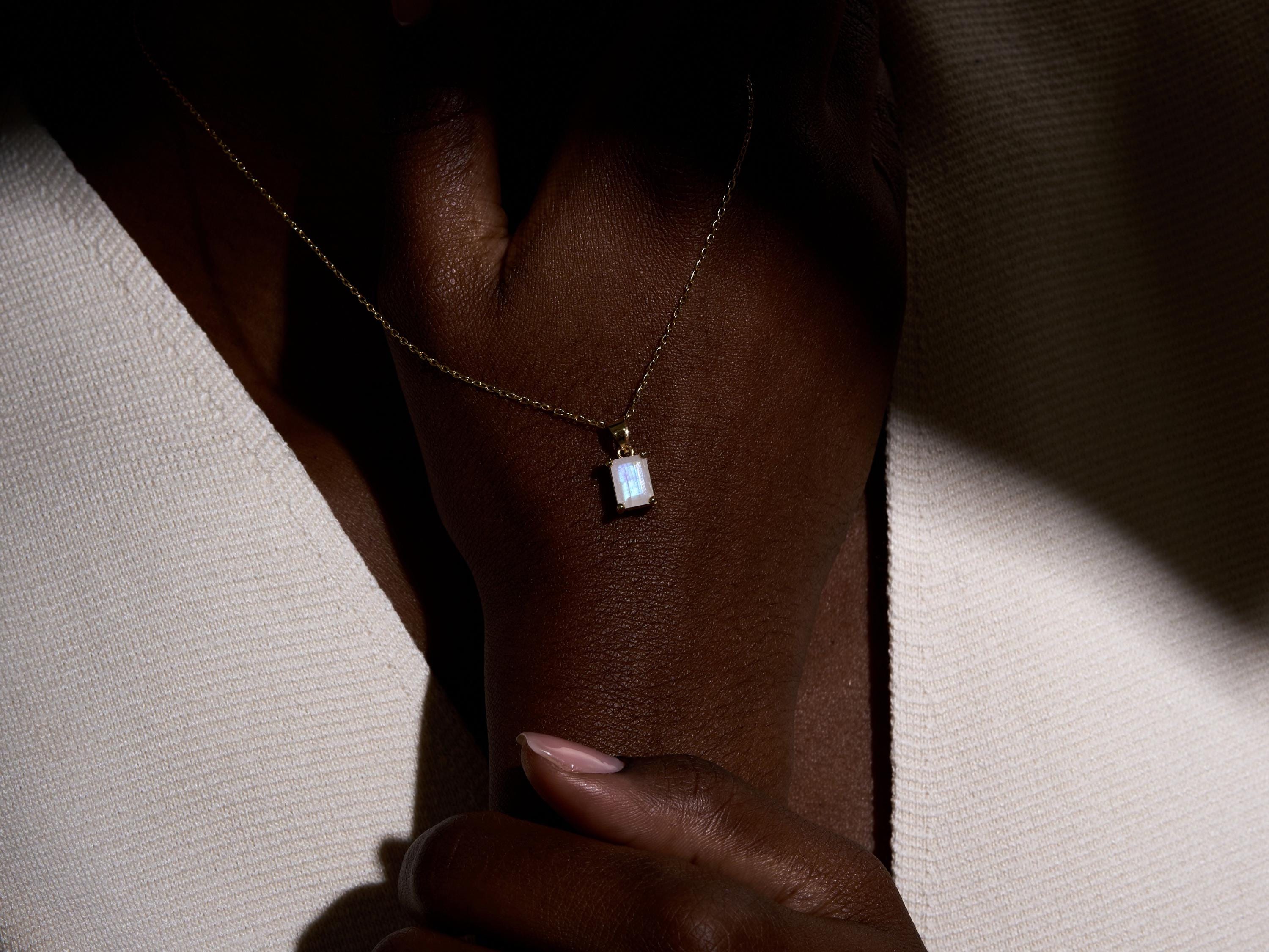 Moon Stone Necklace Sterling Silver, June Birthstone Necklace