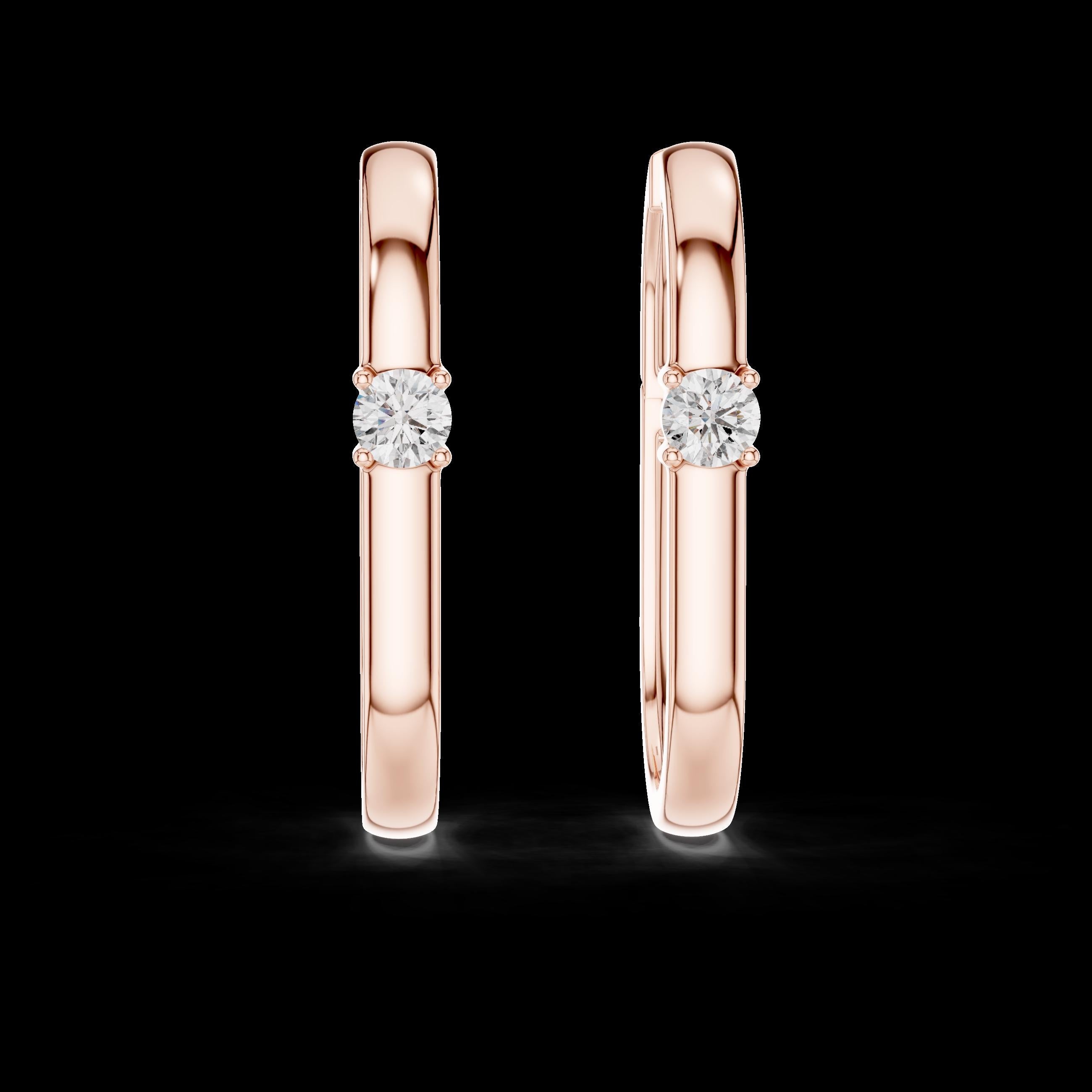 14K Gold Lab-Grown Diamond Earrings, 18K White Gold Round Moissanite