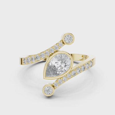 Muur Atelier Solid Gold Pear Cut Bezel Bypass Diamond Ring